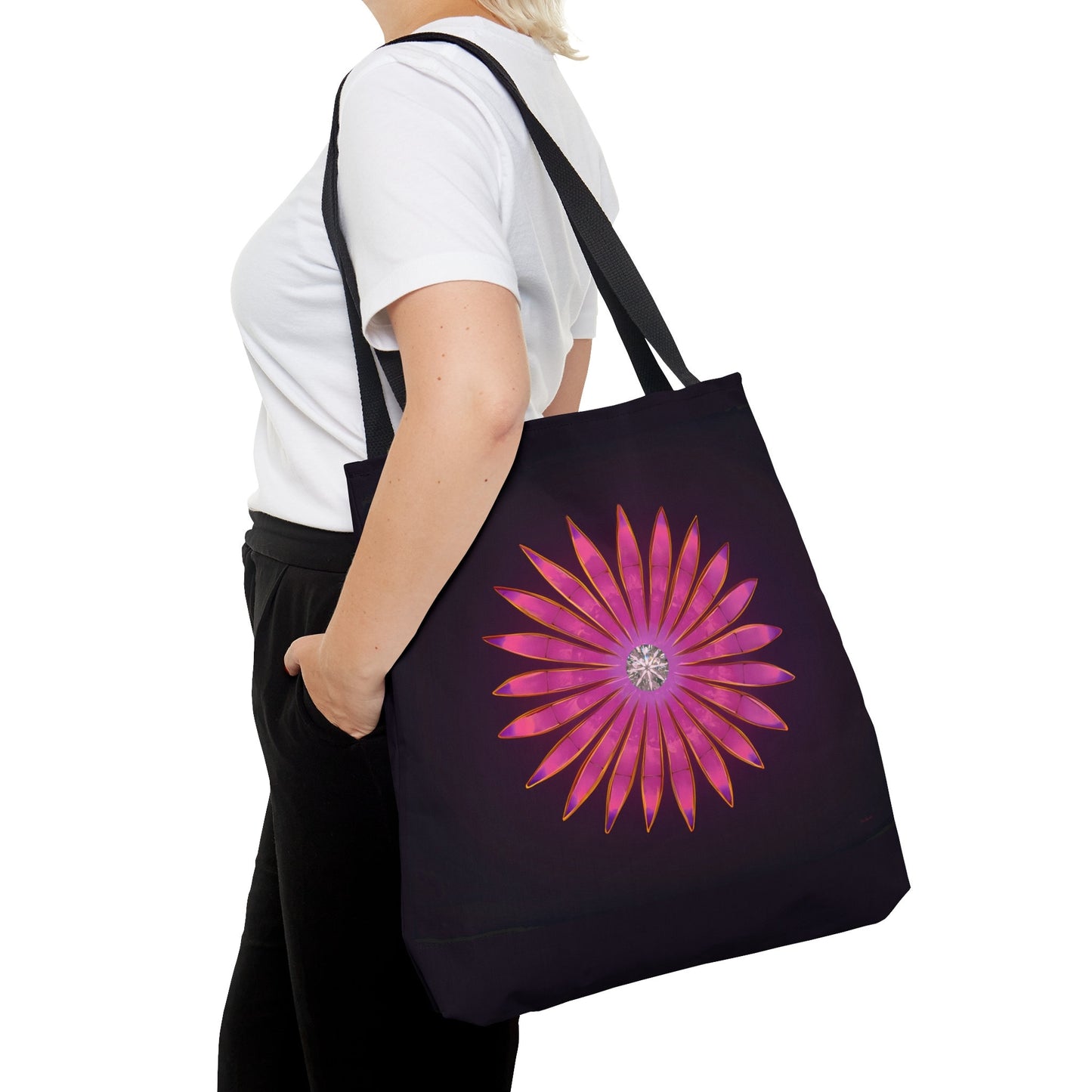 fuchsia diamond sunburst,  bag, canvas bag, tote bag, gifts for women, oversized canvas bag, reusable bag, shopping bag, tote bag for women