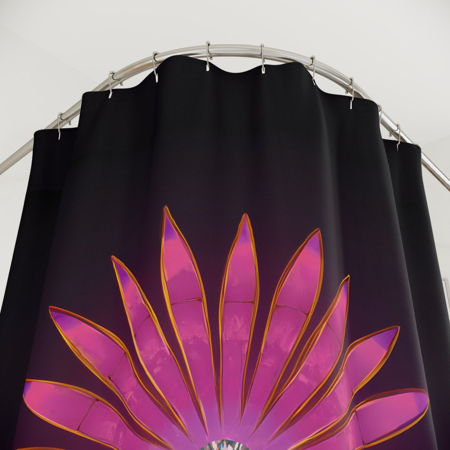 fuchsia diamond sunburst, shower curtain, home accessories, bathroom dcor, bathroom, home dcor, housewarming gift, shower room decor, pi