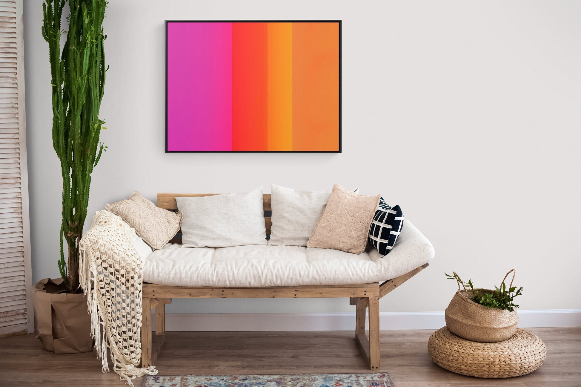 abstract pink orange, wall art in frame, wall art with frame, wall art framed, wall art canvas with frame, wall art living room framed - LOLA VEGAS ART