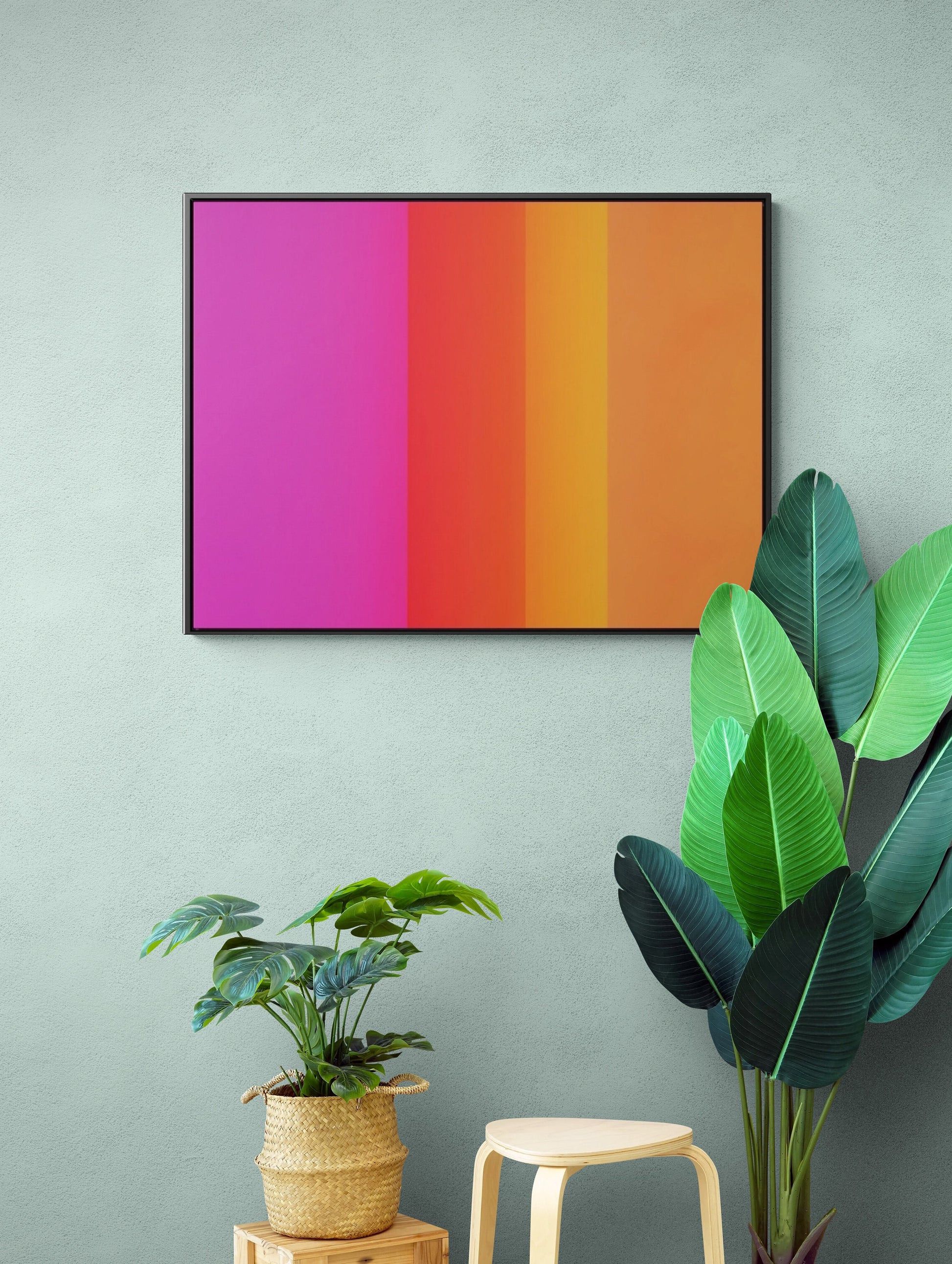 abstract pink orange, wall art in frame, wall art with frame, wall art framed, wall art canvas with frame, wall art living room framed - LOLA VEGAS ART