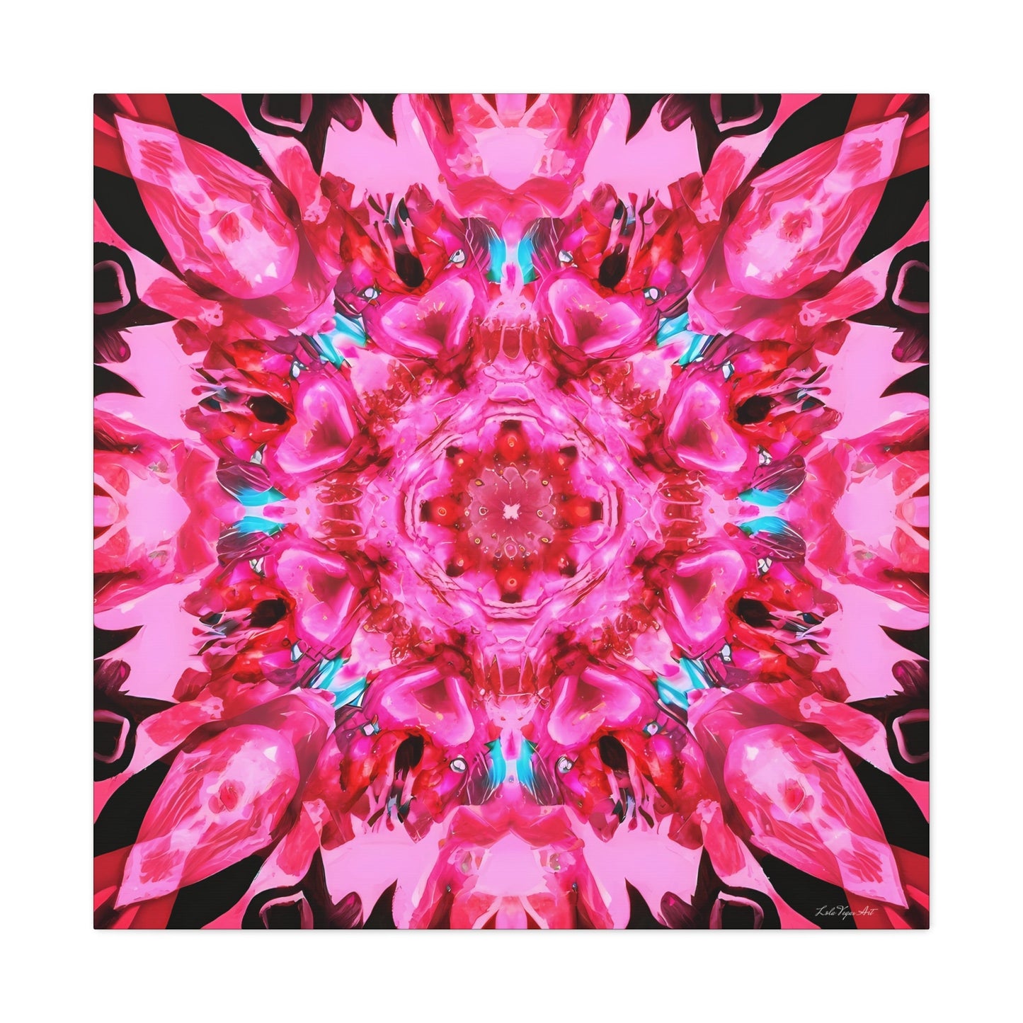 pink mandala kaleidoscope canvas wall art,