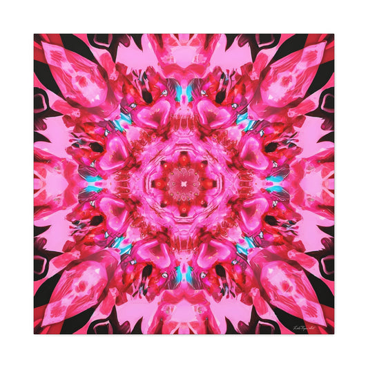 pink mandala kaleidoscope canvas wall art,