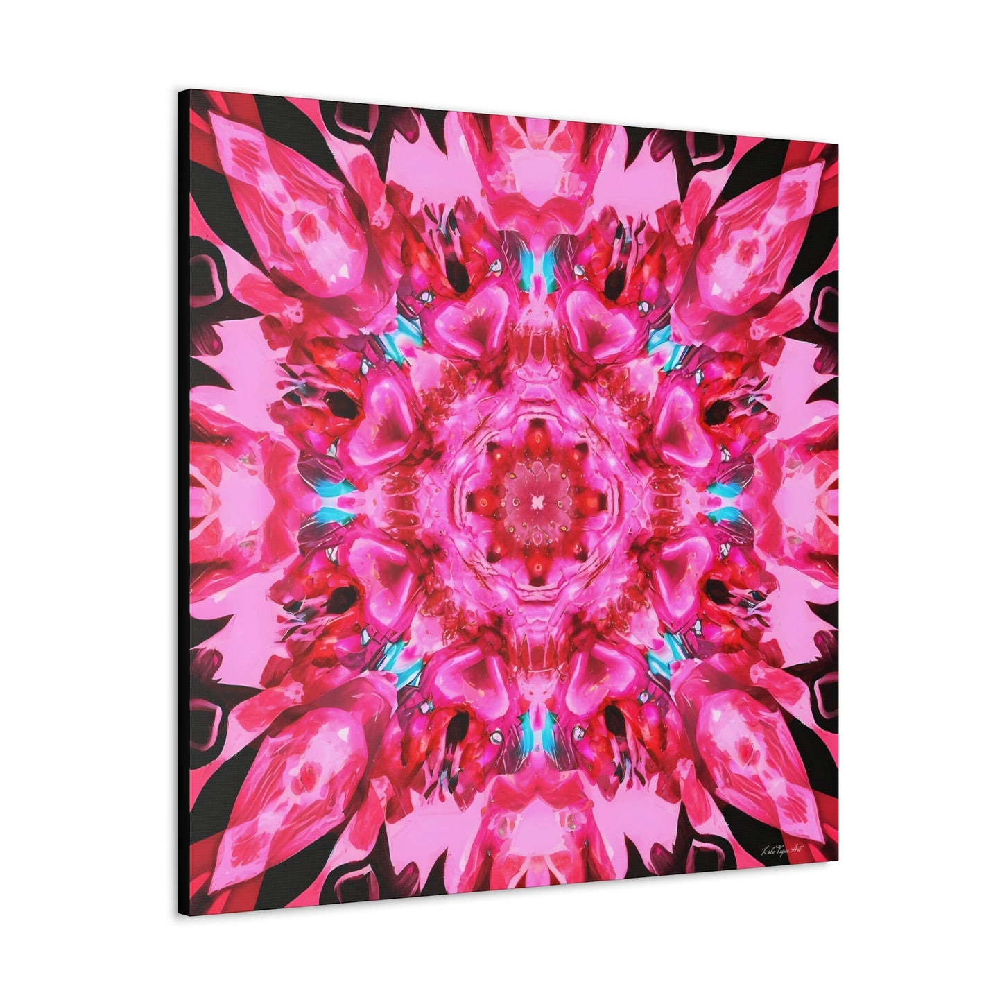 pink mandala kaleidoscope canvas wall art,