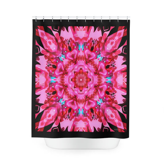 pink mandala kaleidoscope shower curtain, , home accessories, bathroom dcor, bathroom, home dcor, housewarming gift, shower room decor - LOLA VEGAS ART