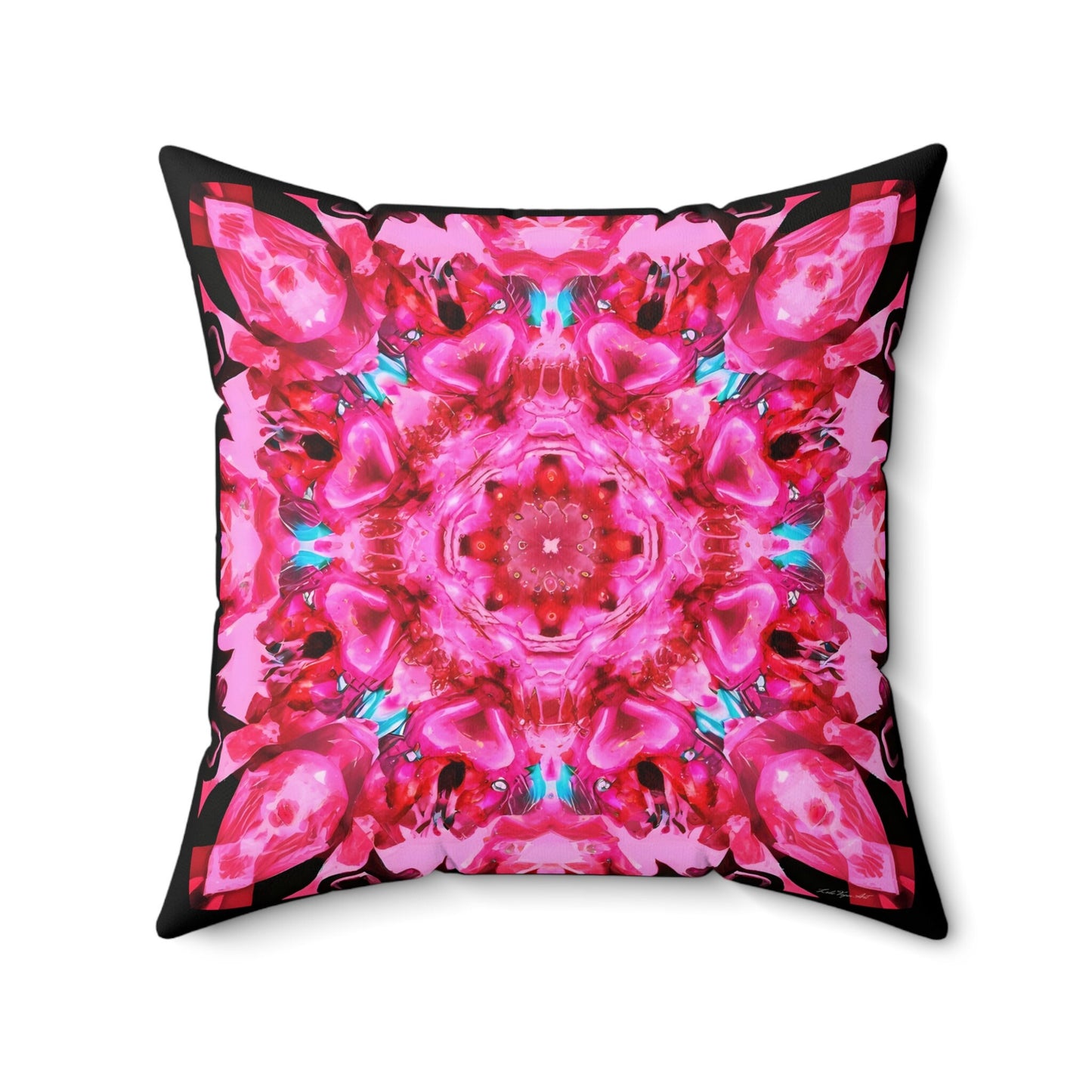 pink mandala square pillow, decorative pillow, living room pillow, bedroom pillow, throw pillow, pillows, decorative pillows, accent pillow