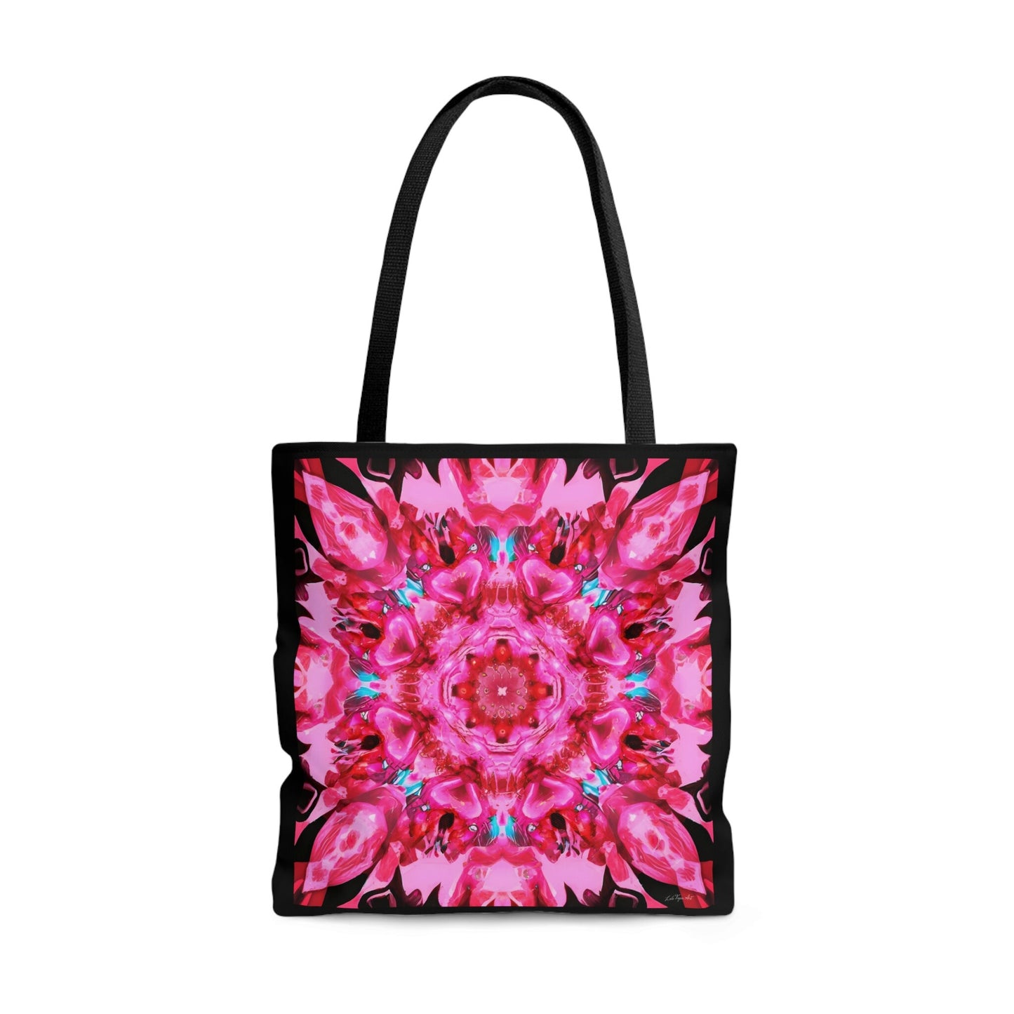 pink mandala kaleidoscope canvas tote bag, gifts for women, canvas shopper, oversized bag, reusable bag, shopping bag, tote bag for women