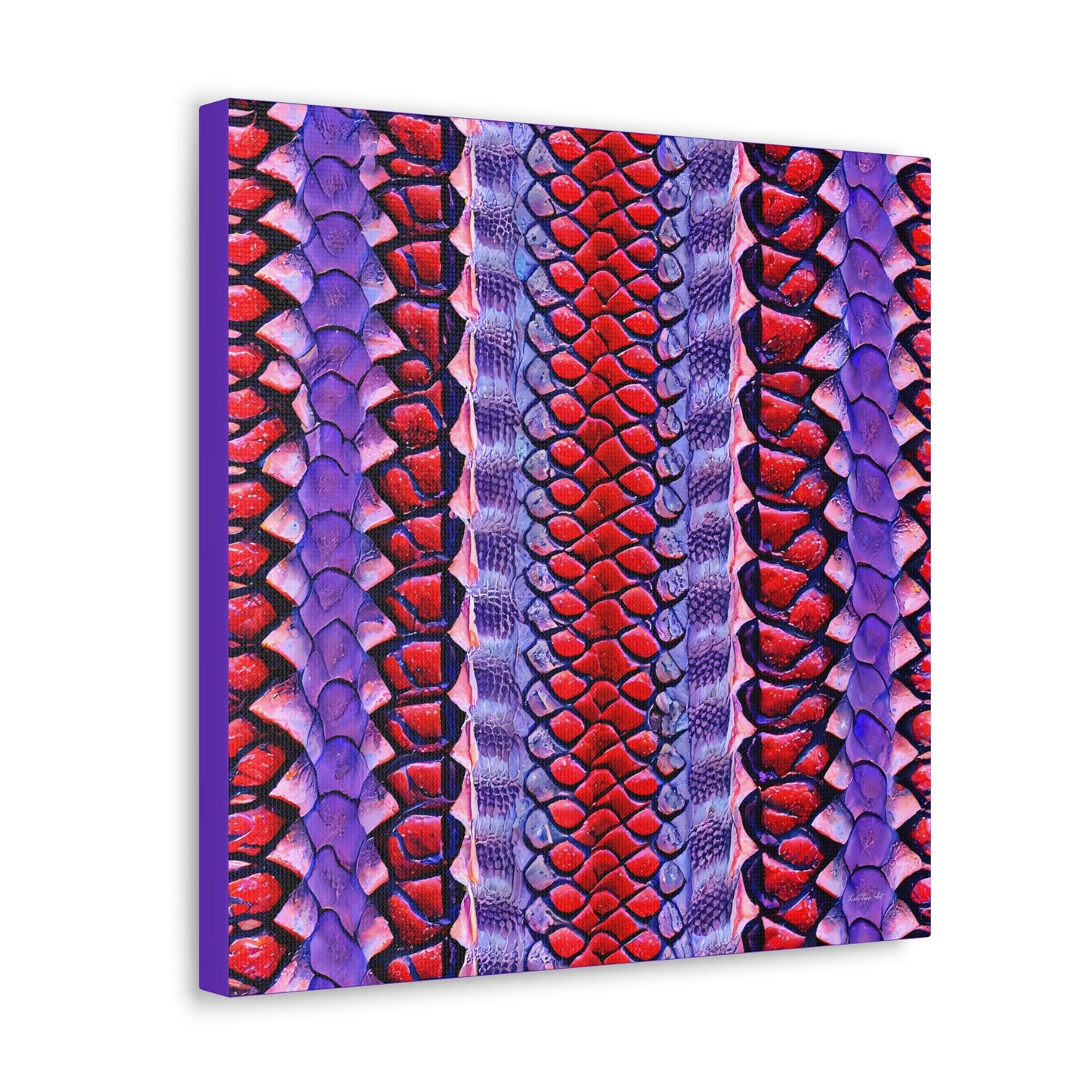 red and purple python snake skin canvas wall print,