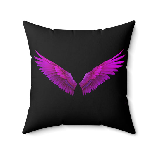 fuchsia angel wings, decorative pillow, living room pillow, bedroom pillow, throw pillow, pillows, decorative pillows, accent pillow