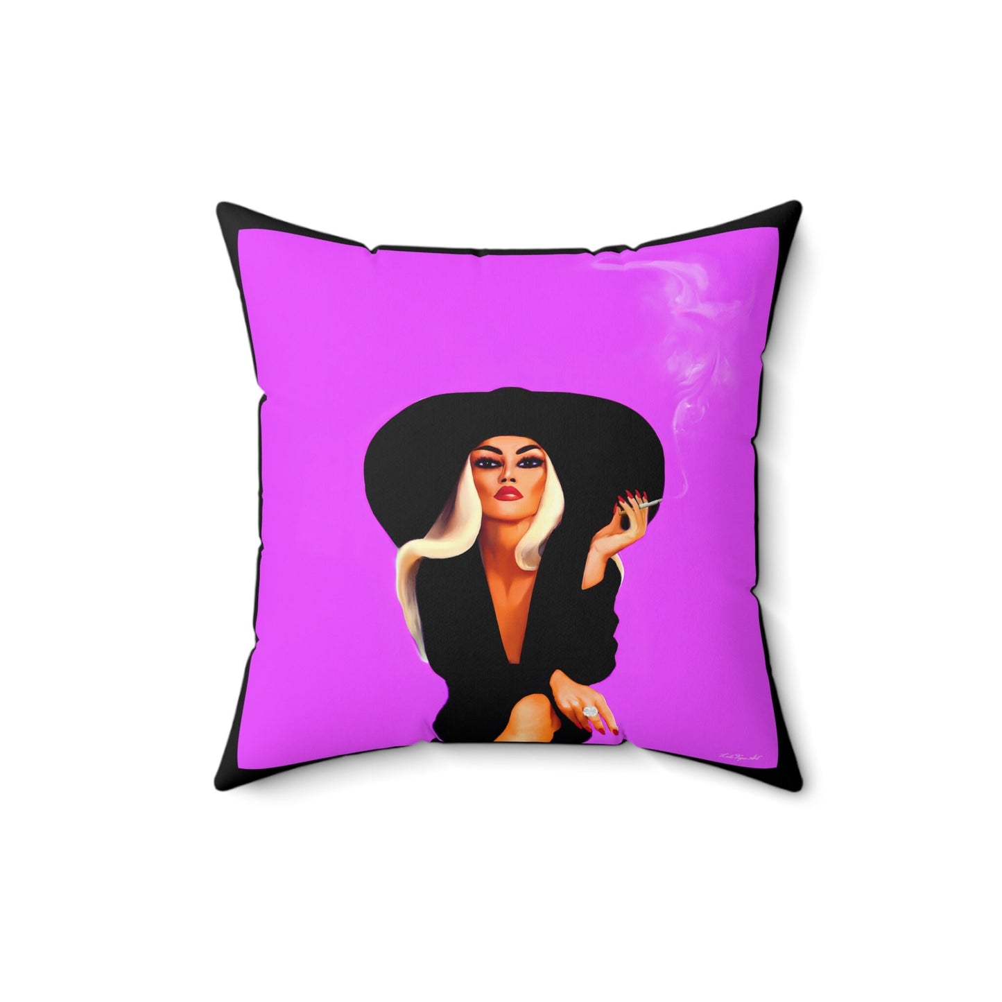 woman in hat, smoking, decorative pillow, living room pillow, bedroom pillow, throw pillow, pillows, decorative pillows, accent pillow