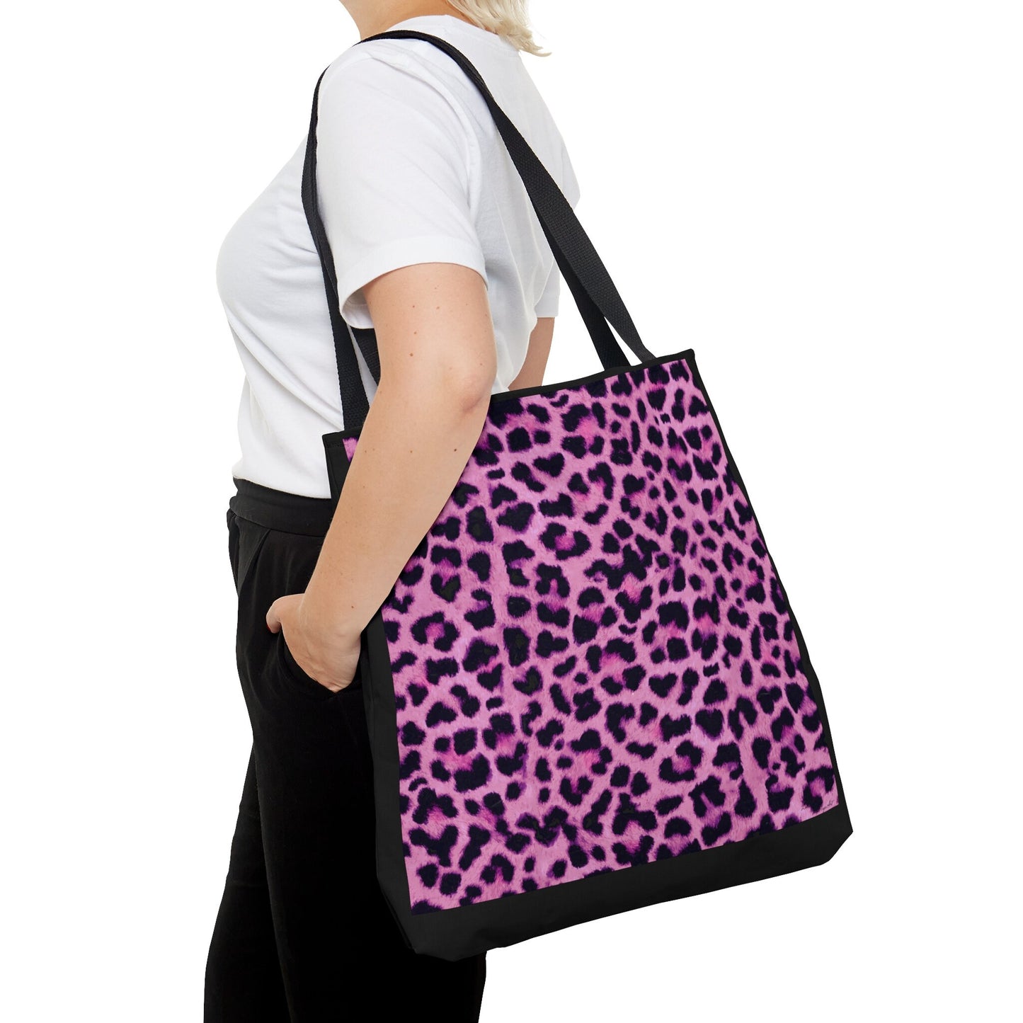 pink leopard print tote bag, bag, canvas bag, tote bag, gifts for women, oversized bag, reusable bag, shopping bag, tote bag for women