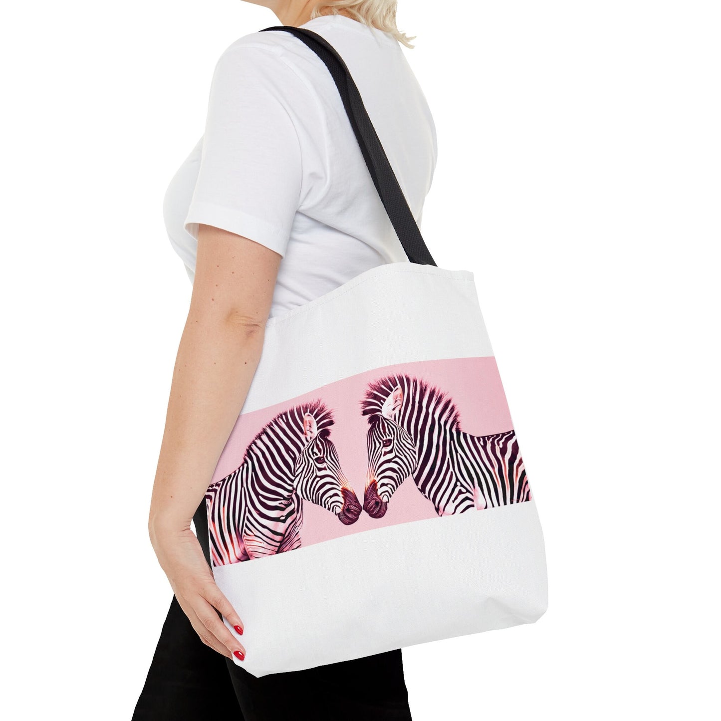 pink zebra's children's canvas tote bag, animal tote bag, kids tote bag, oversized bag, small tote bag, reusable bag, gifts for children - LOLA VEGAS ART