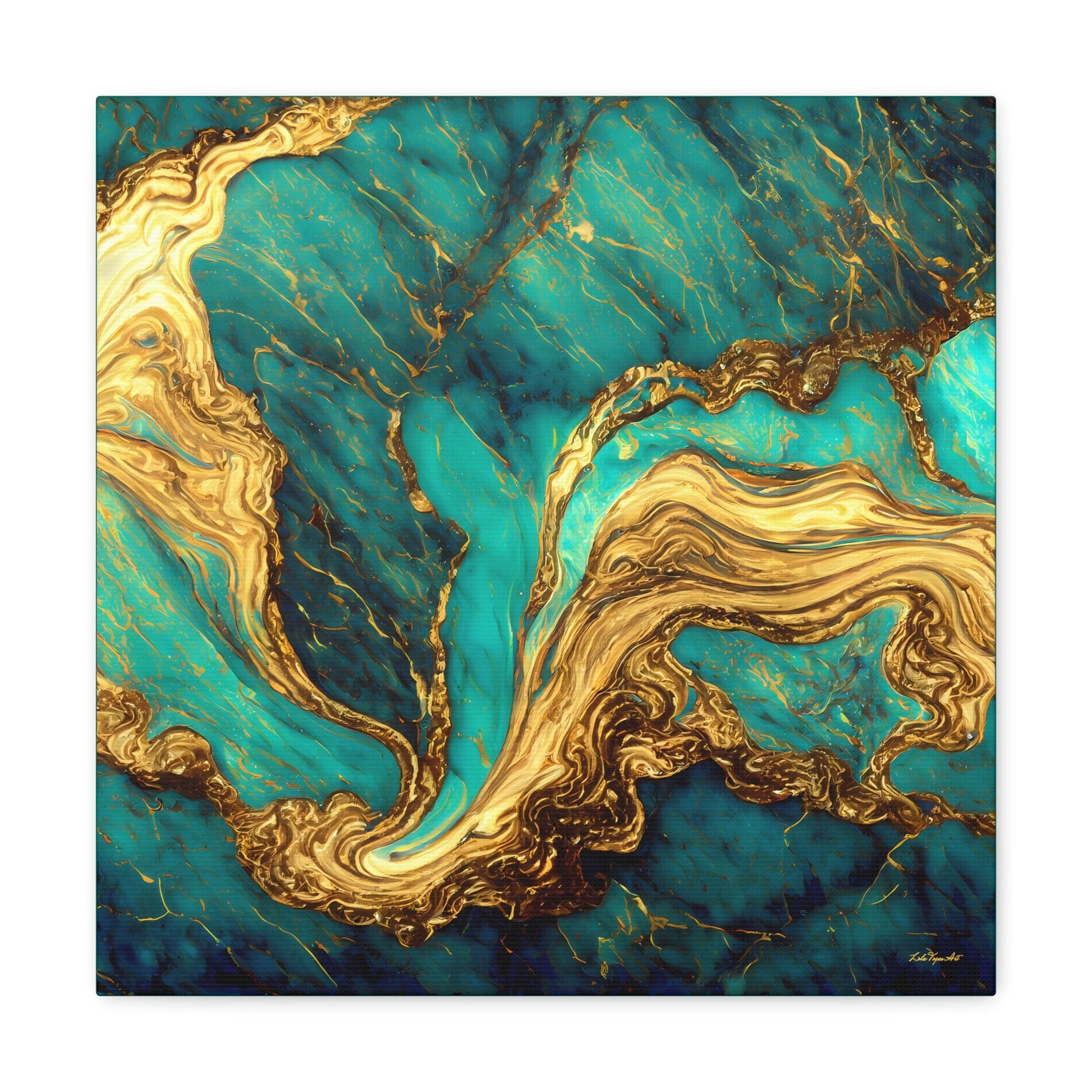 green and gold marble abstract print canvas wall art, wall art dcor, room wall dcor, unique art, modern wall art, modern home dcor, - LOLA VEGAS ART