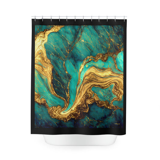 green and gold marble swirl abstract print shower curtain, home accessories, bathroom dcor, bathroom, home dcor, housewarming gift,