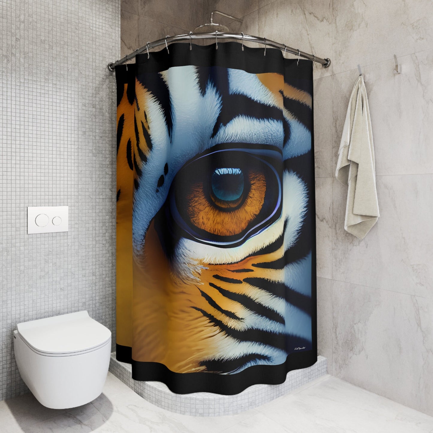 the eye of the tiger shower curtain, home accessories, bathroom dcor, bathroom, home dcor, housewarming gift, shower room decor, washroom