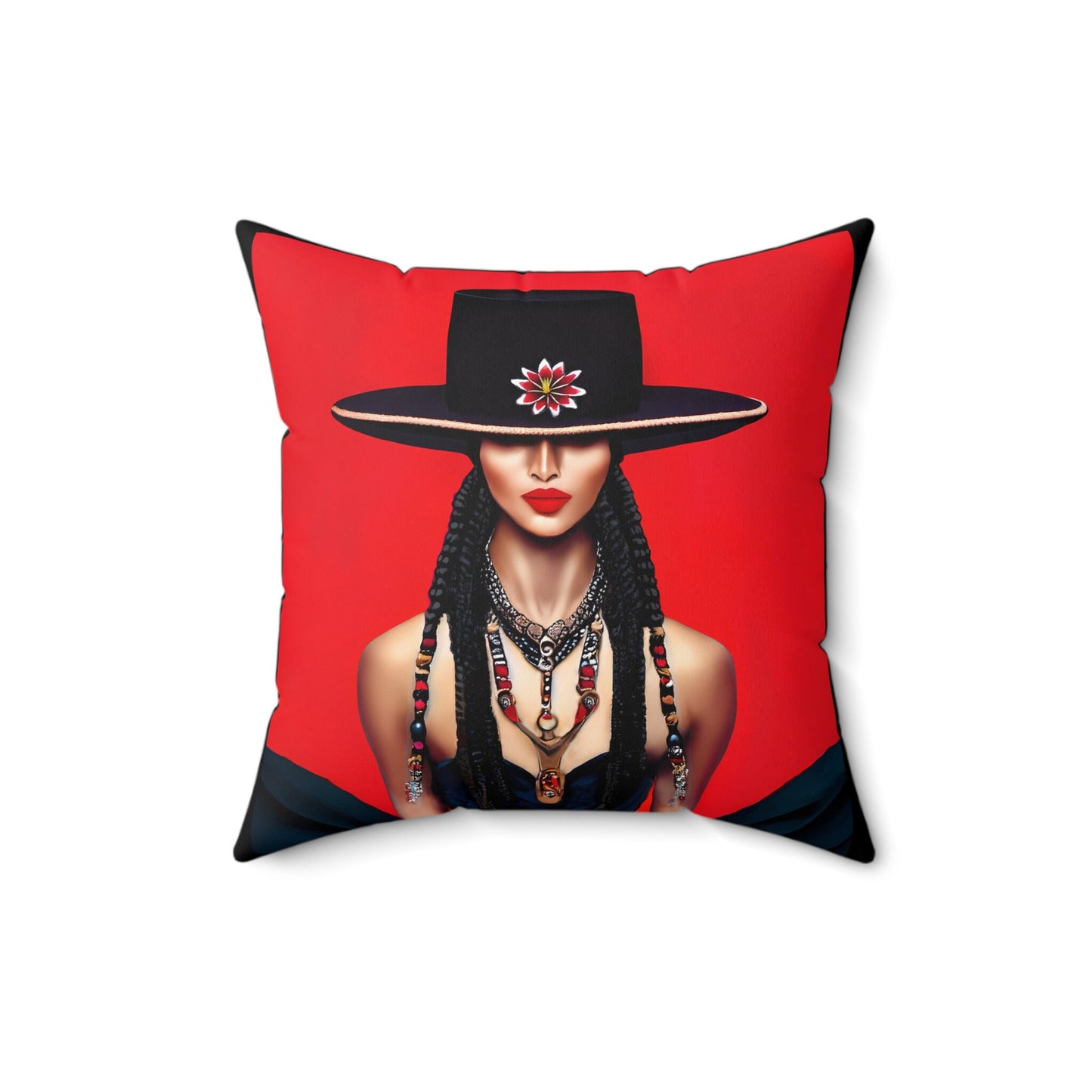 latina woman in bolero hat, decorative pillow, living room pillow, bedroom pillow, throw pillow, pillows, decorative pillows, accent pillow