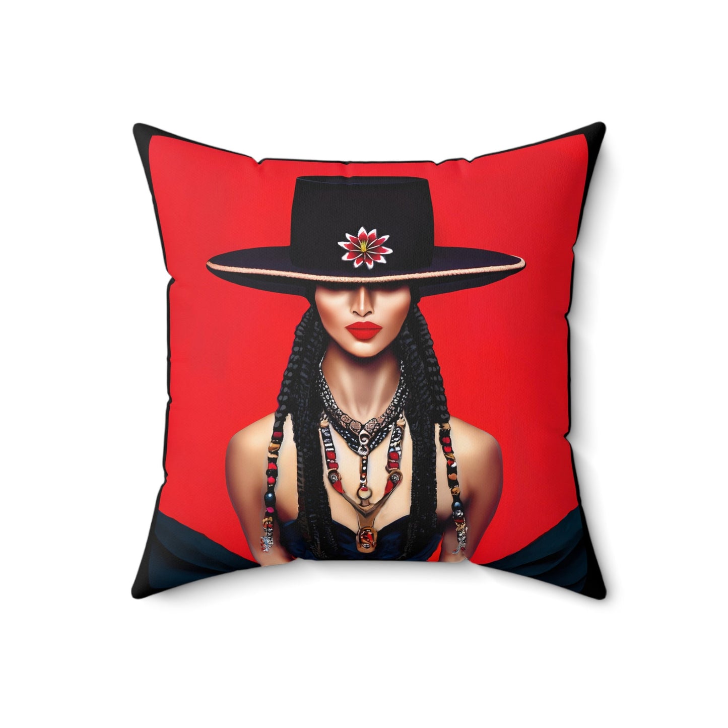 latina woman in bolero hat, decorative pillow, living room pillow, bedroom pillow, throw pillow, pillows, decorative pillows, accent pillow