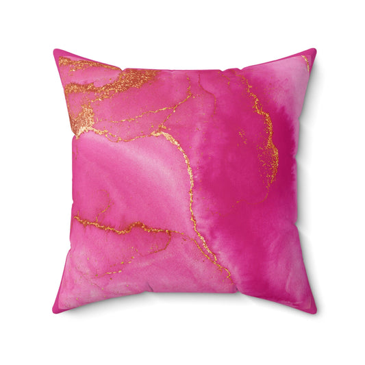 fuchsia gold abstract throw pillow, decorative pillow, living room pillow, bedroom pillow, pillows, square, decorative pillow, accent pillow