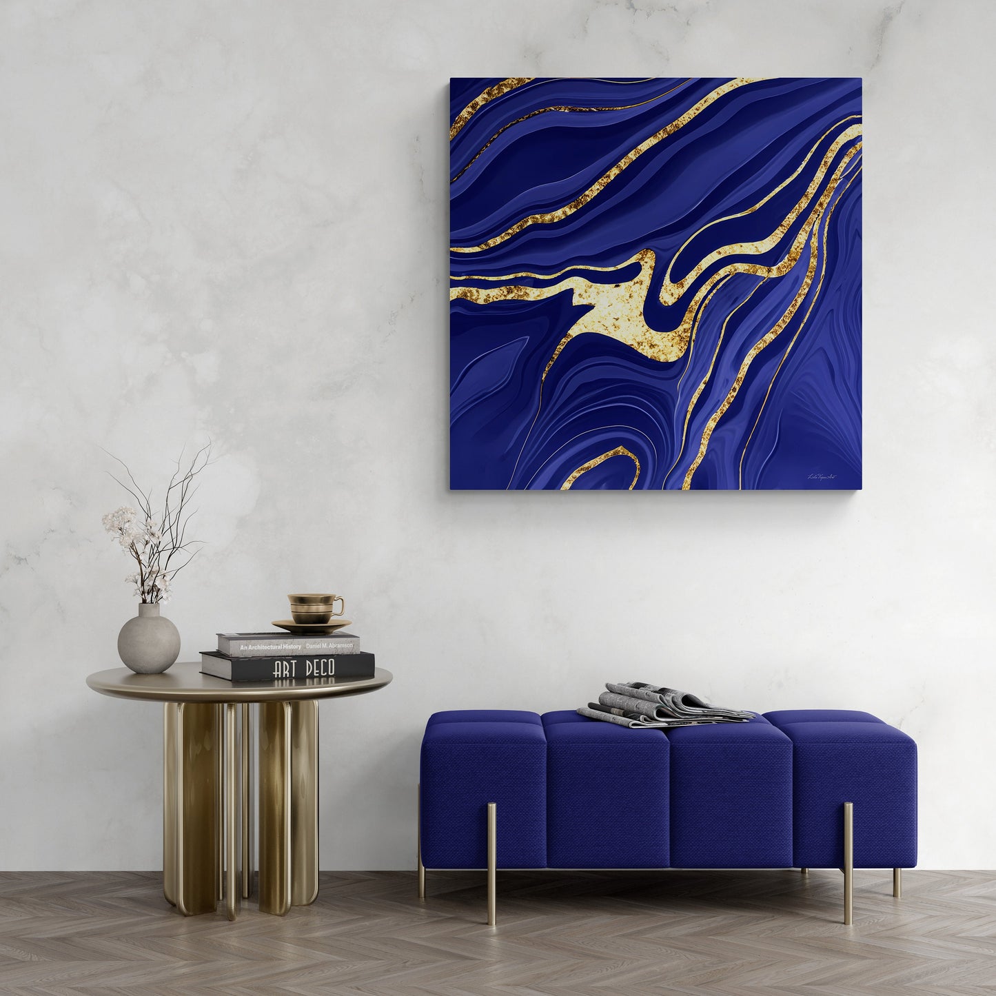 navy gold abstract canvas wall art, wall art, wall art canvas, wall art dcor, room wall dcor, unique art, modern art, contemporary art