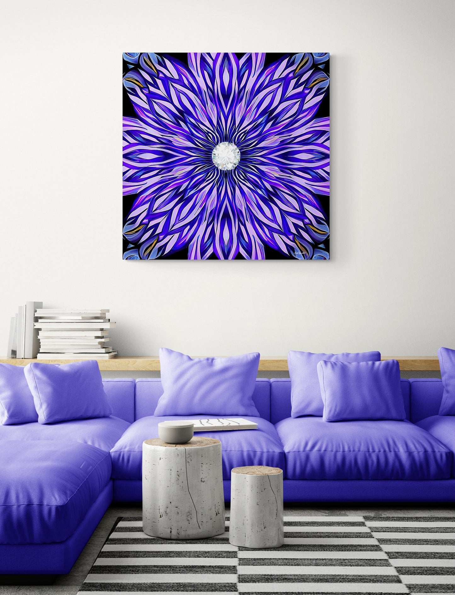 purple abstract sunburst canvas wall art, wall art dcor, room wall dcor, unique art. contemporary wall art, large wall art, ready to hang