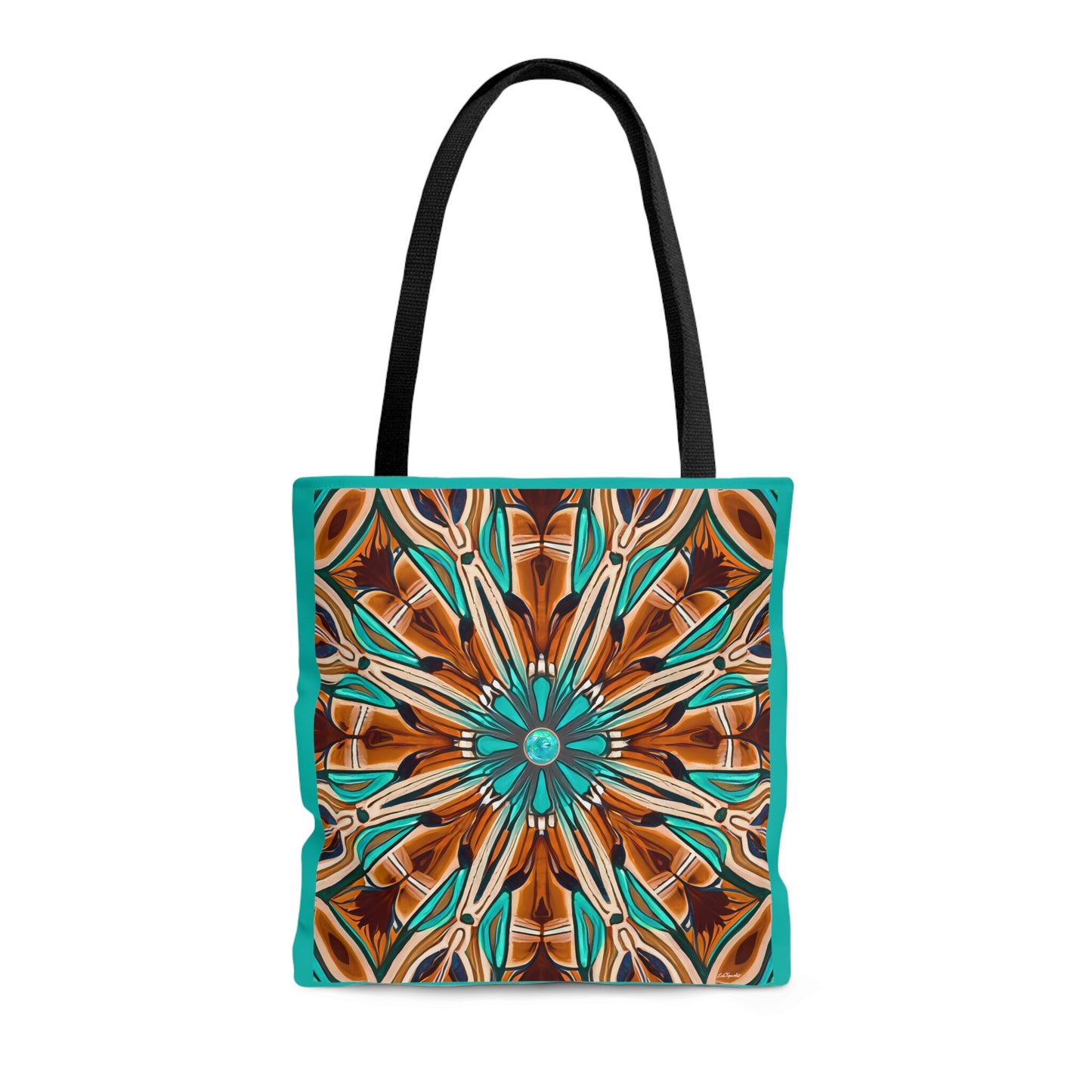 tan and turquoise southwestern native american canvas tote bag, shopper, oversized bag, reusable bag, shopping bag, tote bag for women