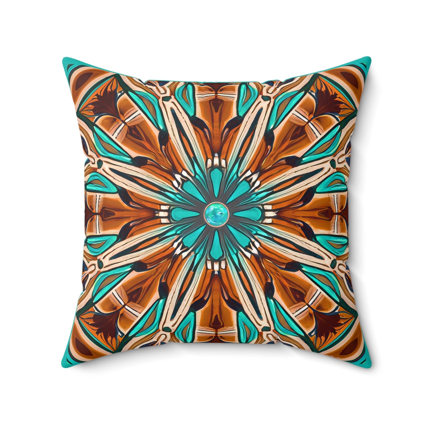 tan and turquoise southwestern native american square pillow, living room pillow, bedroom pillow, throw pillow, pillows, accent pillow