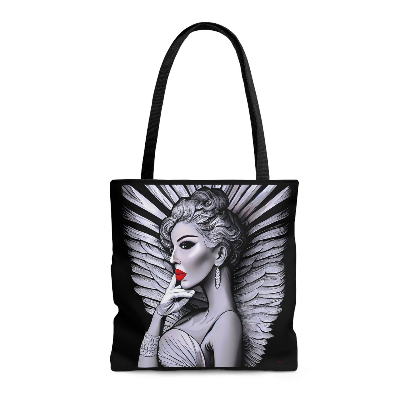 Art deco angel tote bag,canvas bag, tote bag, gifts for women, canvas shopper, oversized bag, reusable bag, shopping bag, tote bag for women - LOLA VEGAS ART