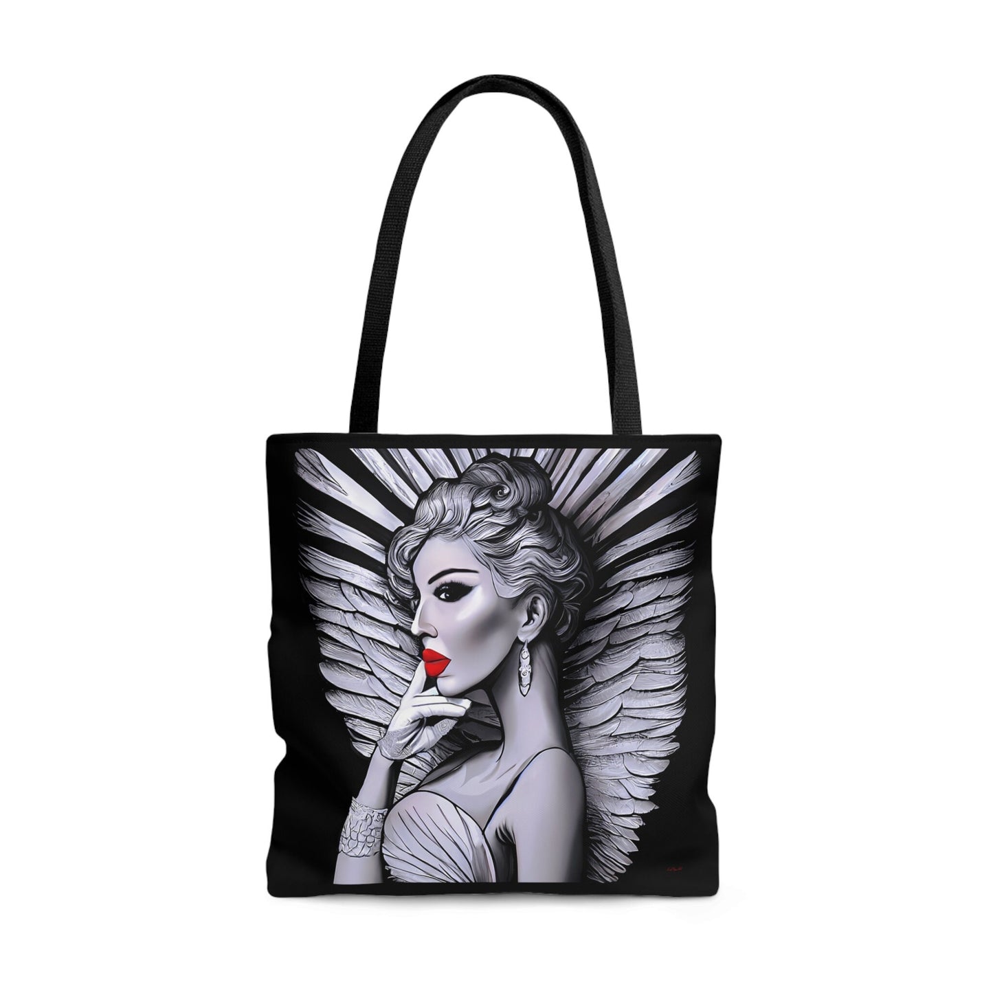 Art deco angel tote bag,canvas bag, tote bag, gifts for women, canvas shopper, oversized bag, reusable bag, shopping bag, tote bag for women - LOLA VEGAS ART