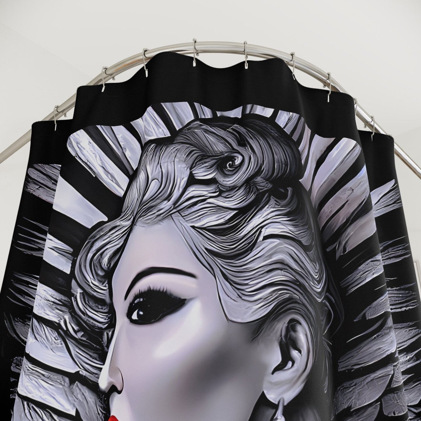 art deco angel shower curtain, glamorous, home accessories, bathroom dcor, bathroom, home dcor, housewarming gift, shower room decor