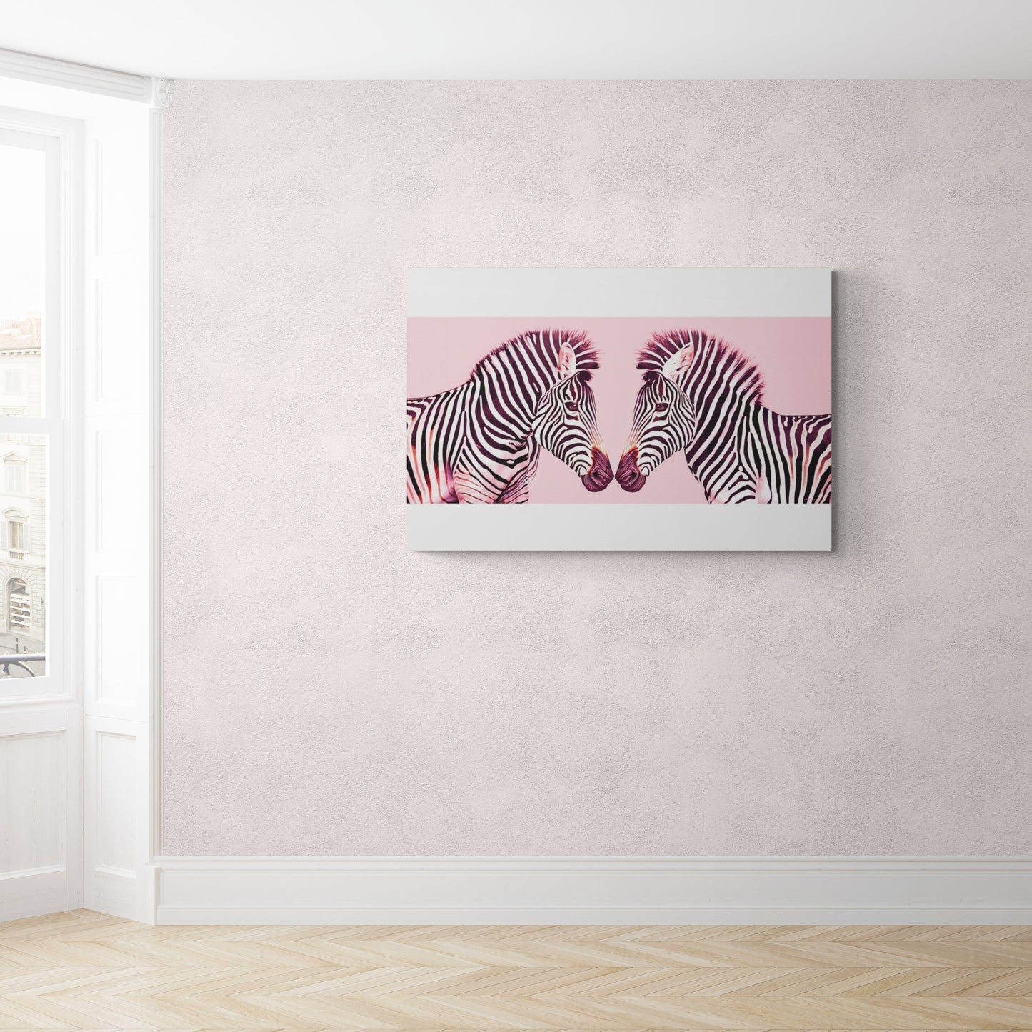 pink zebras canvas wall art, wall art dcor, room wall dcor, animal wall art, children's wall art, kids wall art, nursery wall art, - LOLA VEGAS ART