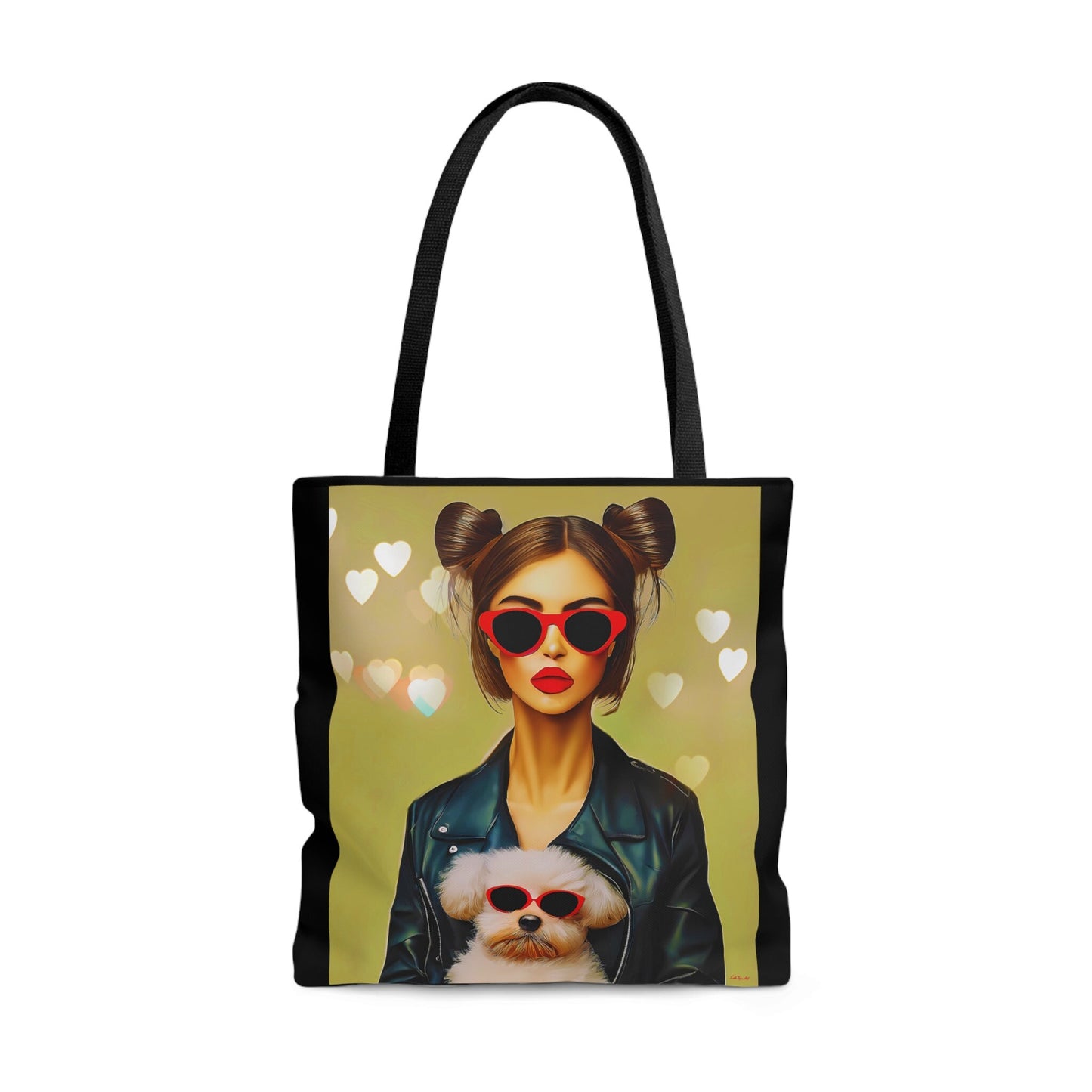 woman and her dog canvas tote bag,