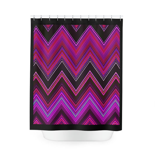 pink and black chevron shower curtain, , home accessories, bathroom dcor, bathroom, home dcor, housewarming gift, shower room decor