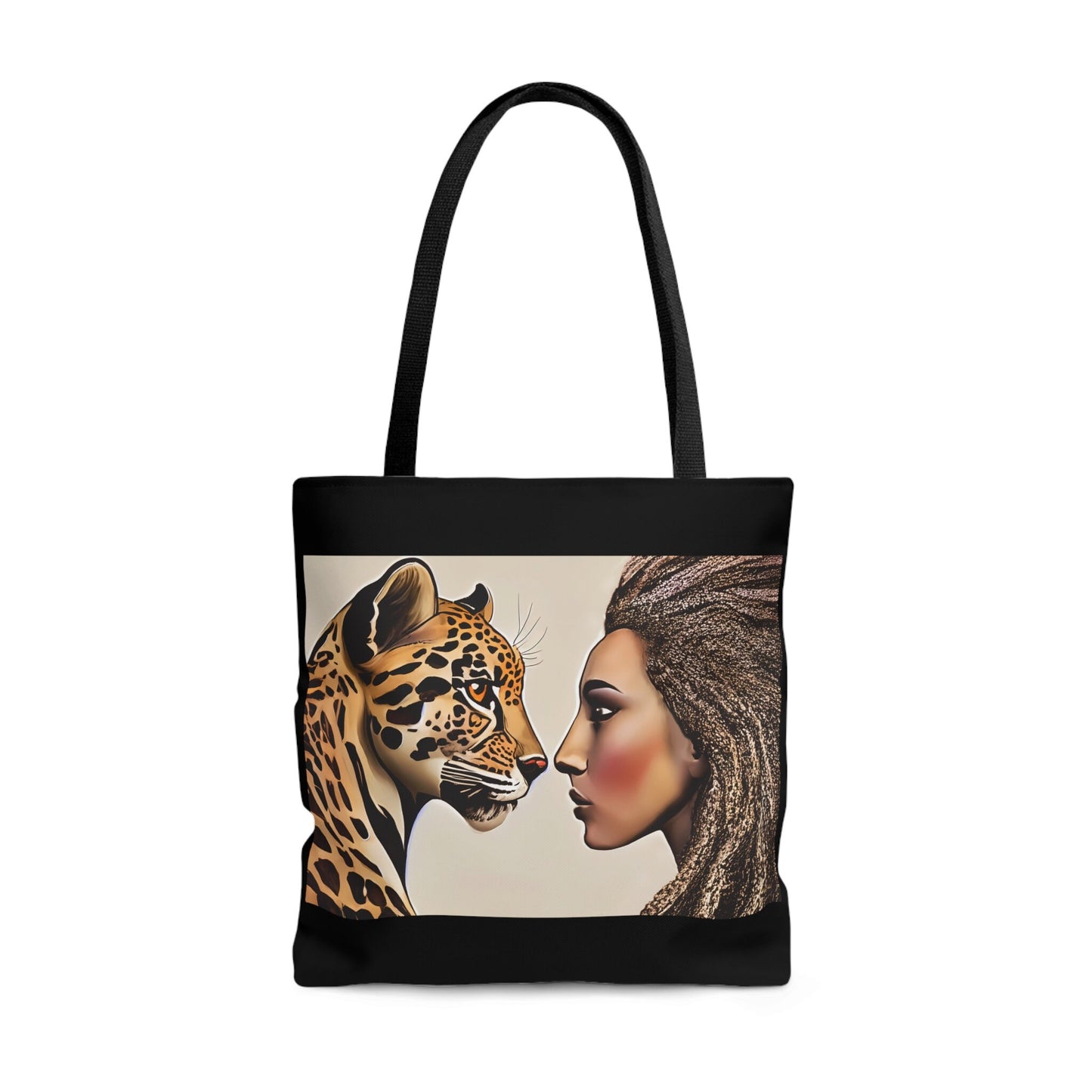 woman and leopard tote bag, canvas bag, tote, gifts for women, canvas shopper, oversized bag, reusable bag, shopping bag, tote bag for women