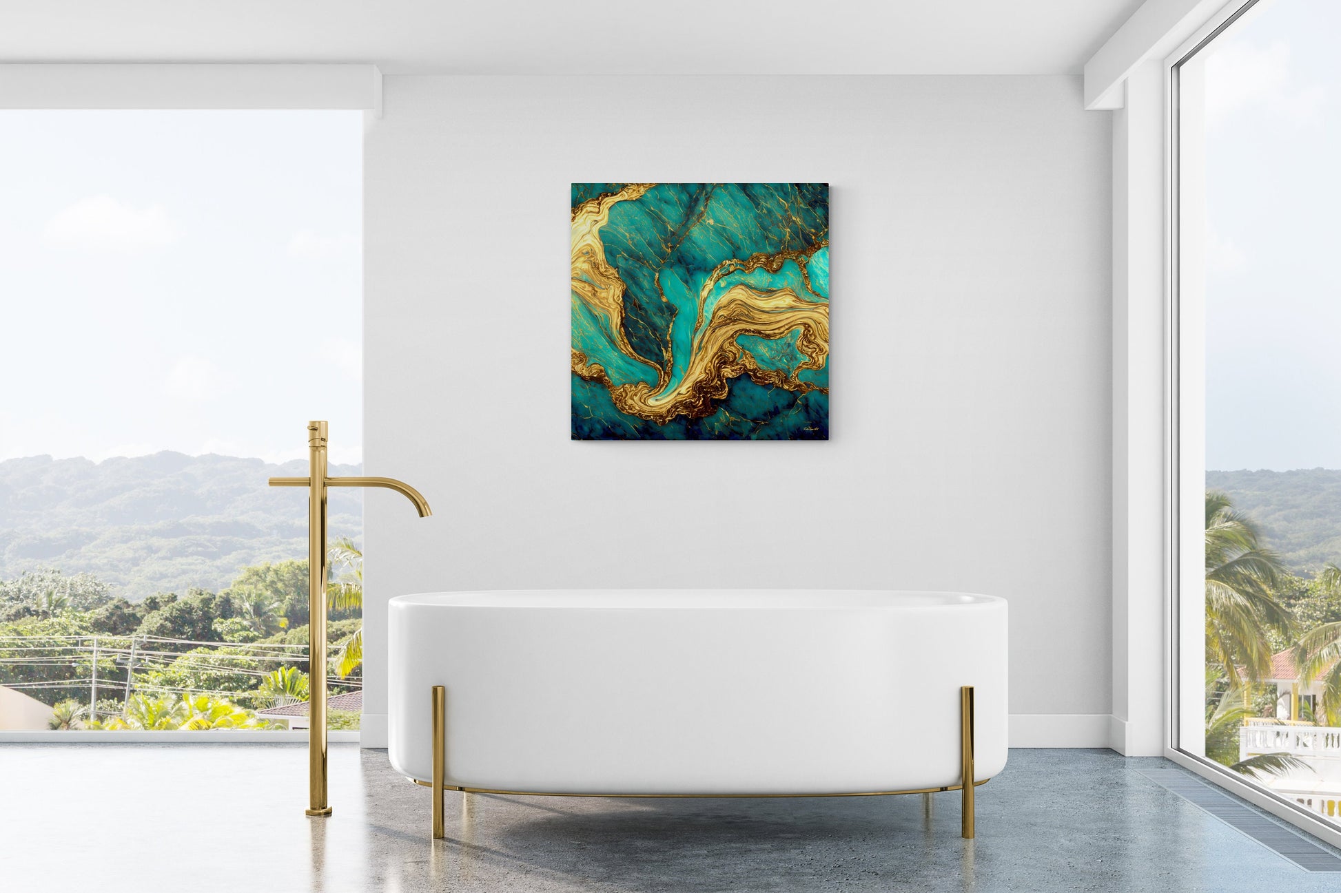 green and gold marble abstract print canvas wall art, wall art dcor, room wall dcor, unique art, modern wall art, modern home dcor, - LOLA VEGAS ART