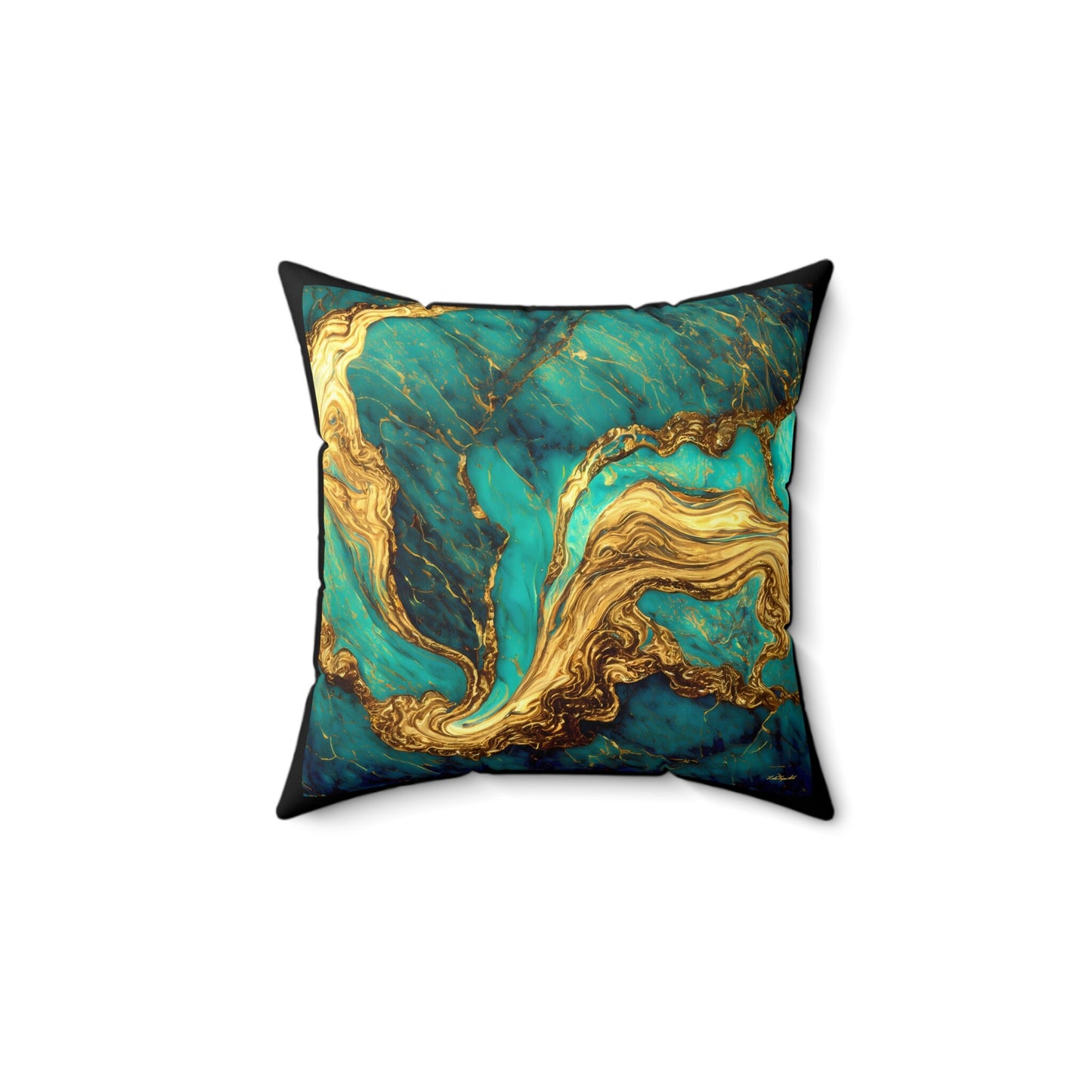 green and gold marble abstract swirl square pillow, decorative pillow, living room pillow, bedroom pillow, decorative pillows, accent pillow