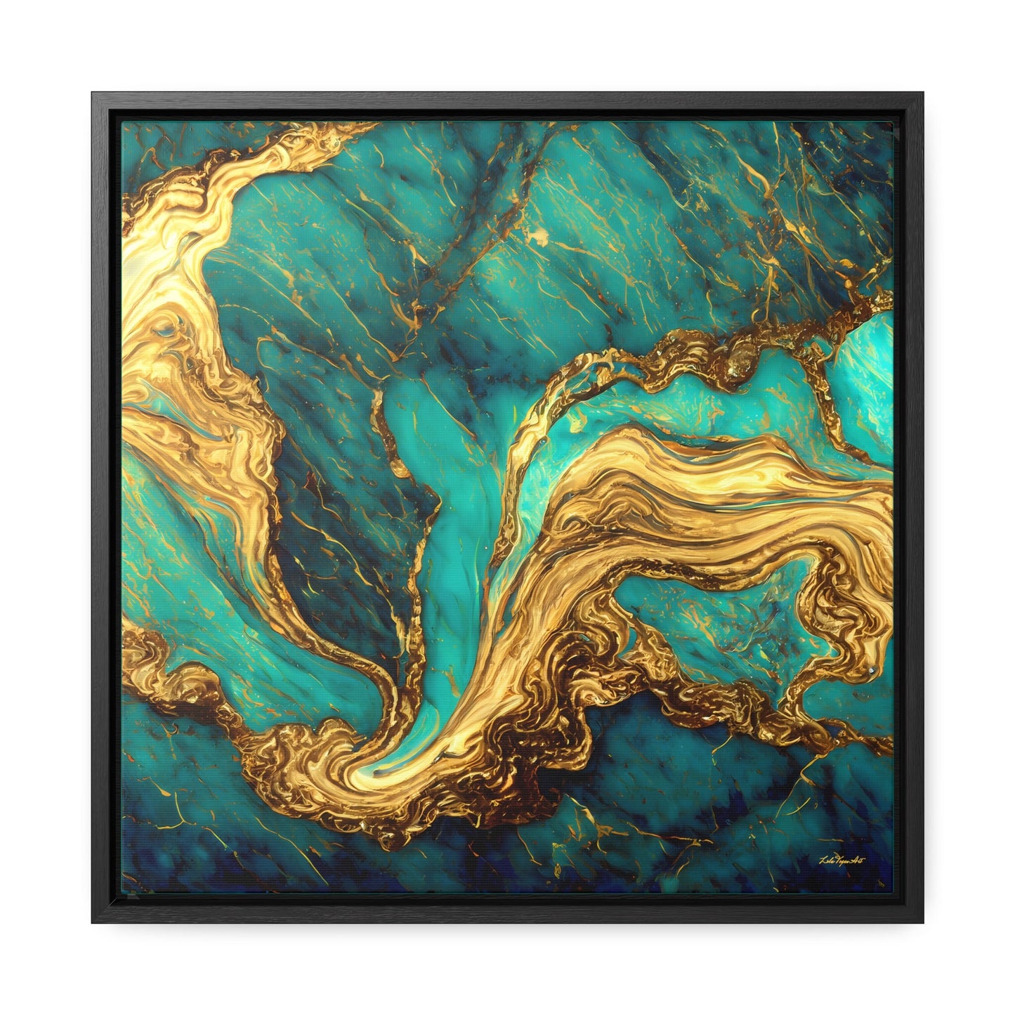 green and gold marble abstract print framed canvas wall art, wall art framed, wall art canvas with frame, wall art living room framed,