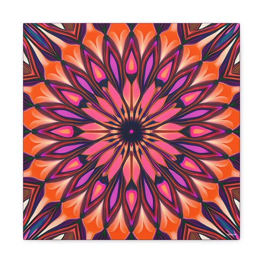 orange and purple abstract sunburst canvas wall art, wall art dcor, room wall dcor, unique art, tribal pattern wall art, boho wall art - LOLA VEGAS ART