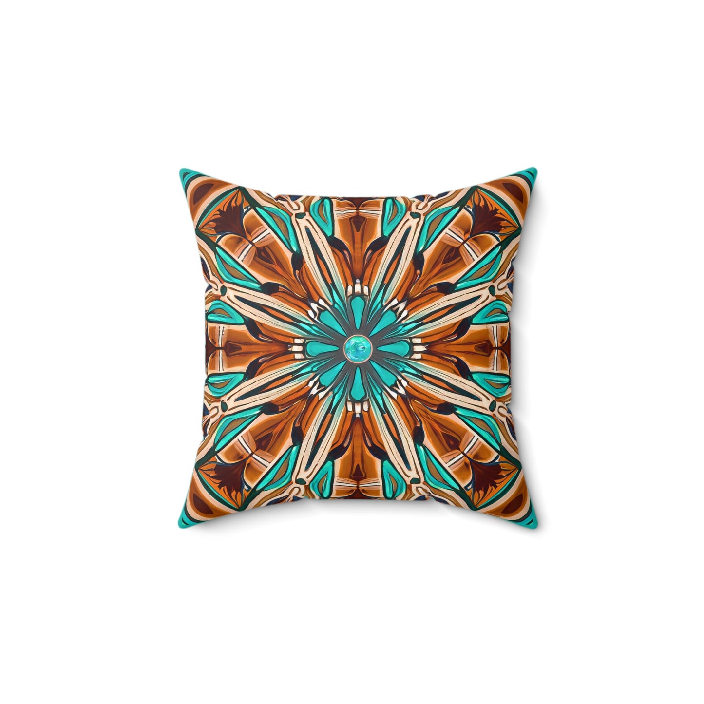 tan and turquoise southwestern native american square pillow, living room pillow, bedroom pillow, throw pillow, pillows, accent pillow