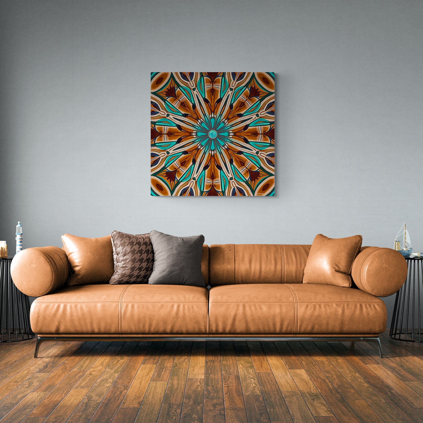 tan and turquoise southwestern native american canvas wall art, wall art dcor, room wall dcor, unique art, abstract art, southwest decor