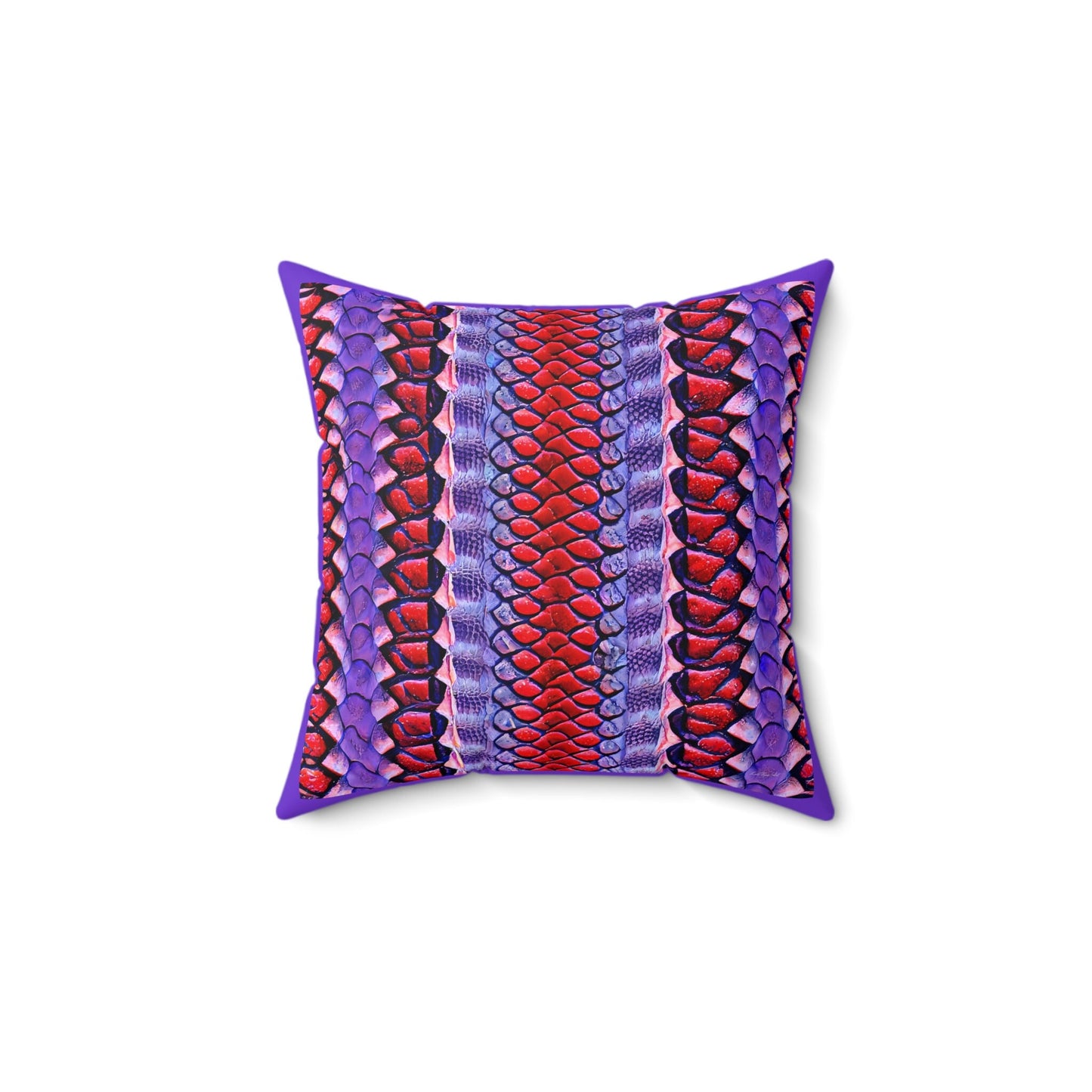 red and purple python snake print pillow, decorative pillow, living room pillow, bedroom pillow, throw pillow, accent pillow, animal pillow