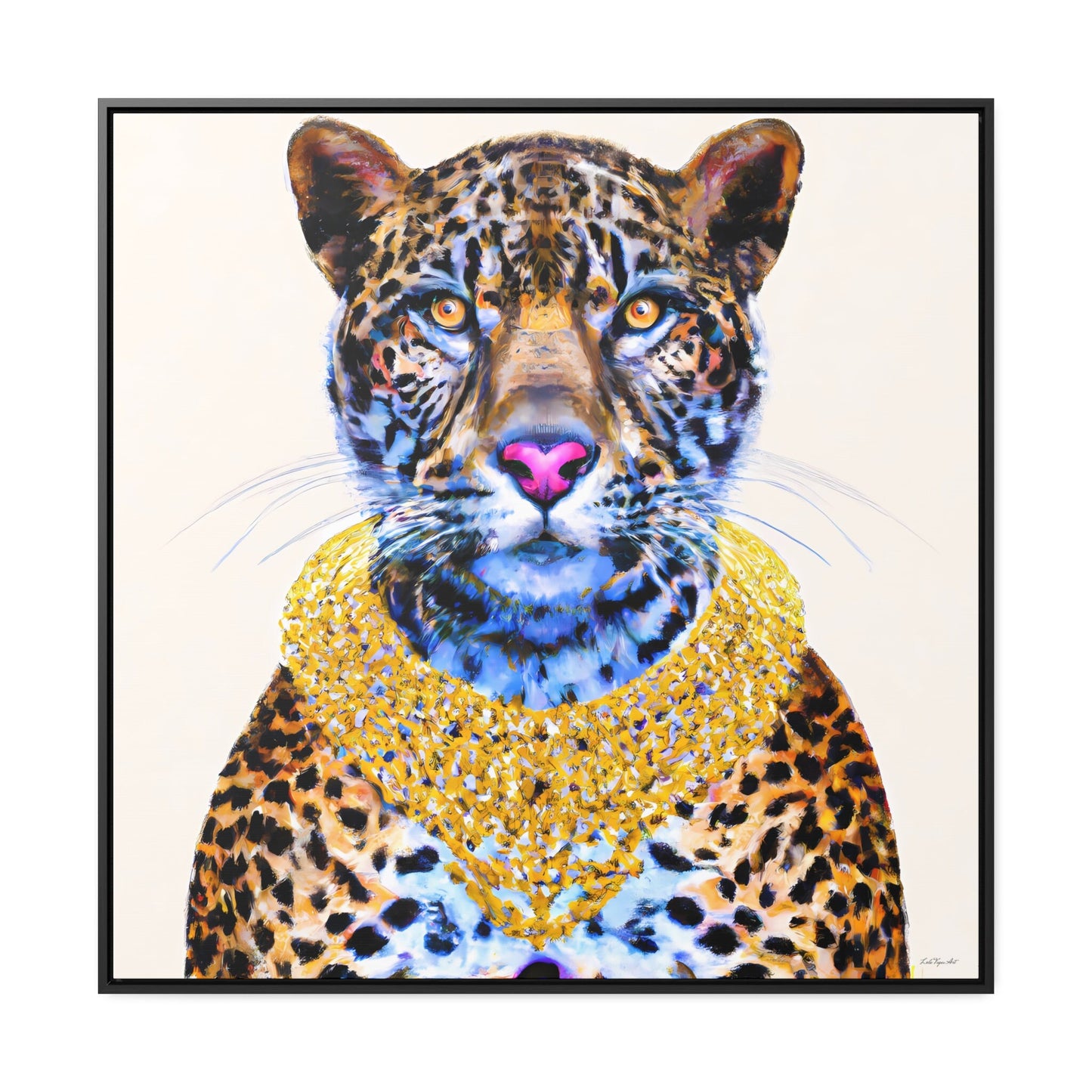 madame nala in gold leopard canvas framed wall art, wall art animals, wall art dcor, exotic animal art, big cat wall art, leopard decor