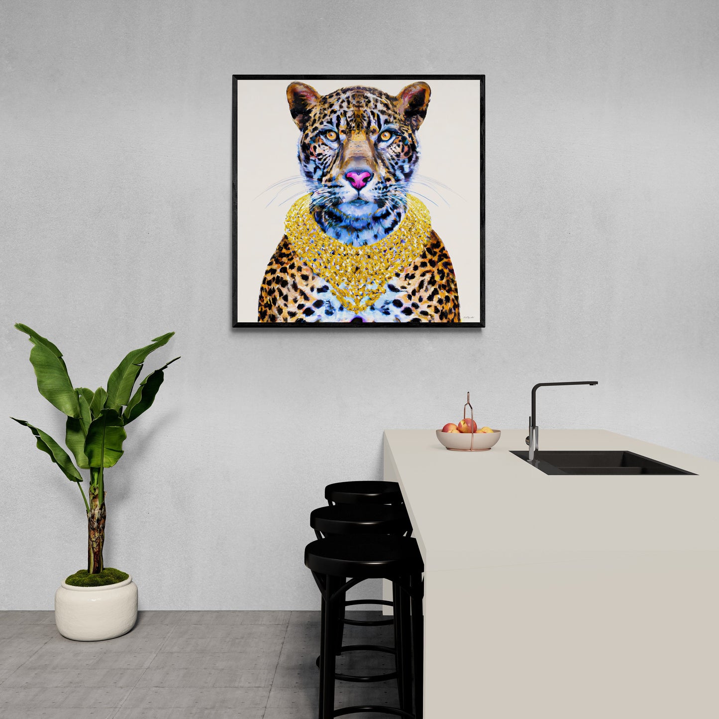 madame nala in gold leopard canvas framed wall art, wall art animals, wall art dcor, exotic animal art, big cat wall art, leopard decor