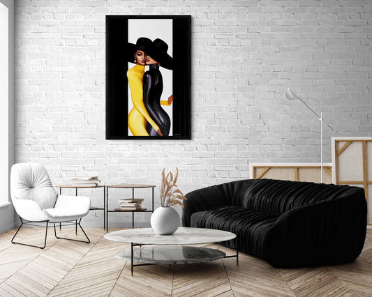 black women, framed canvas wall art, wall art decor, urban art, wall art decor, wall art woman, women in hats art