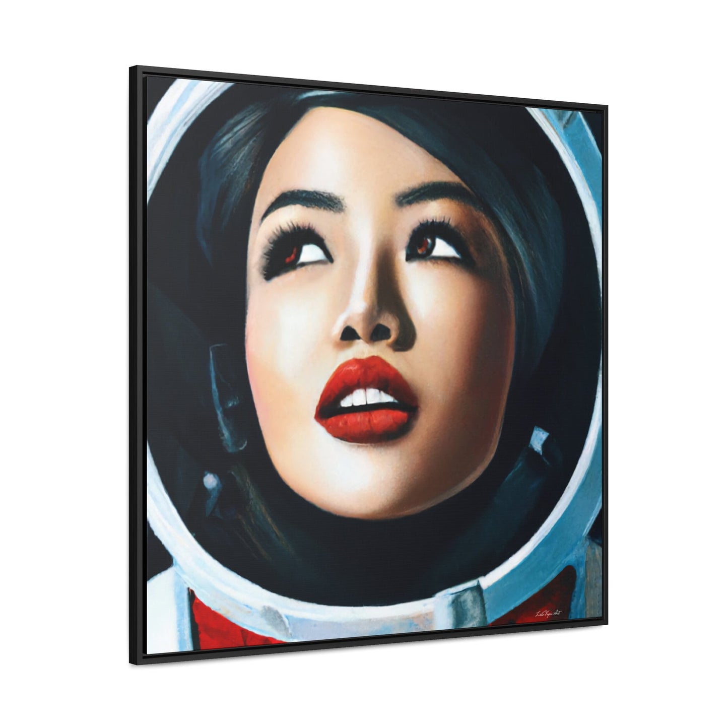 asian female astronaut framed canvas wall art, space art, space art print, astronaut in space,  wall art dcor, woman decor, astronaut gift