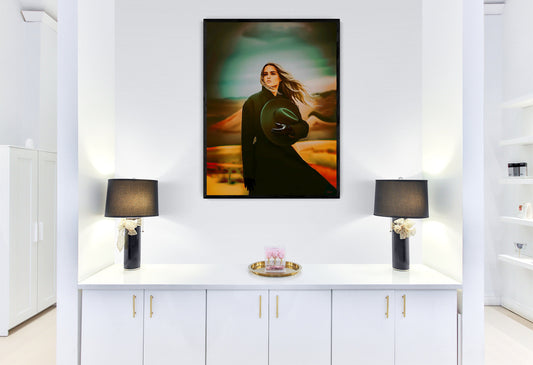 woman in the desert framed canvas wall art, wall art framed, wall art canvas with frame, wall art living room framed, southwestern wall art - LOLA VEGAS ART