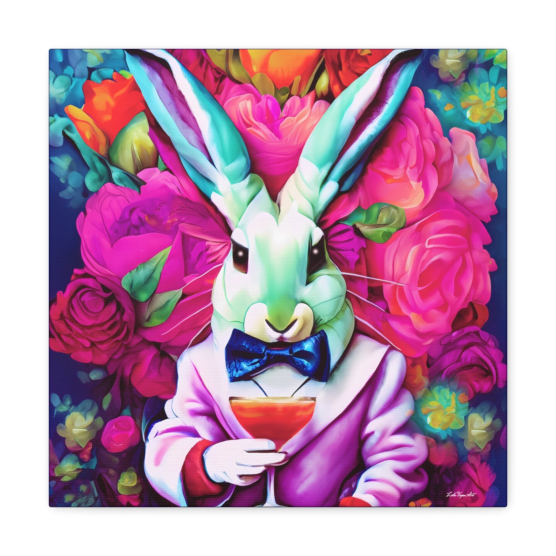 down the rabbit hole canvas wall art, eclectic art, animal art, contemporary art, modern decor, psychedelic art, colorful art, unique art - LOLA VEGAS ART