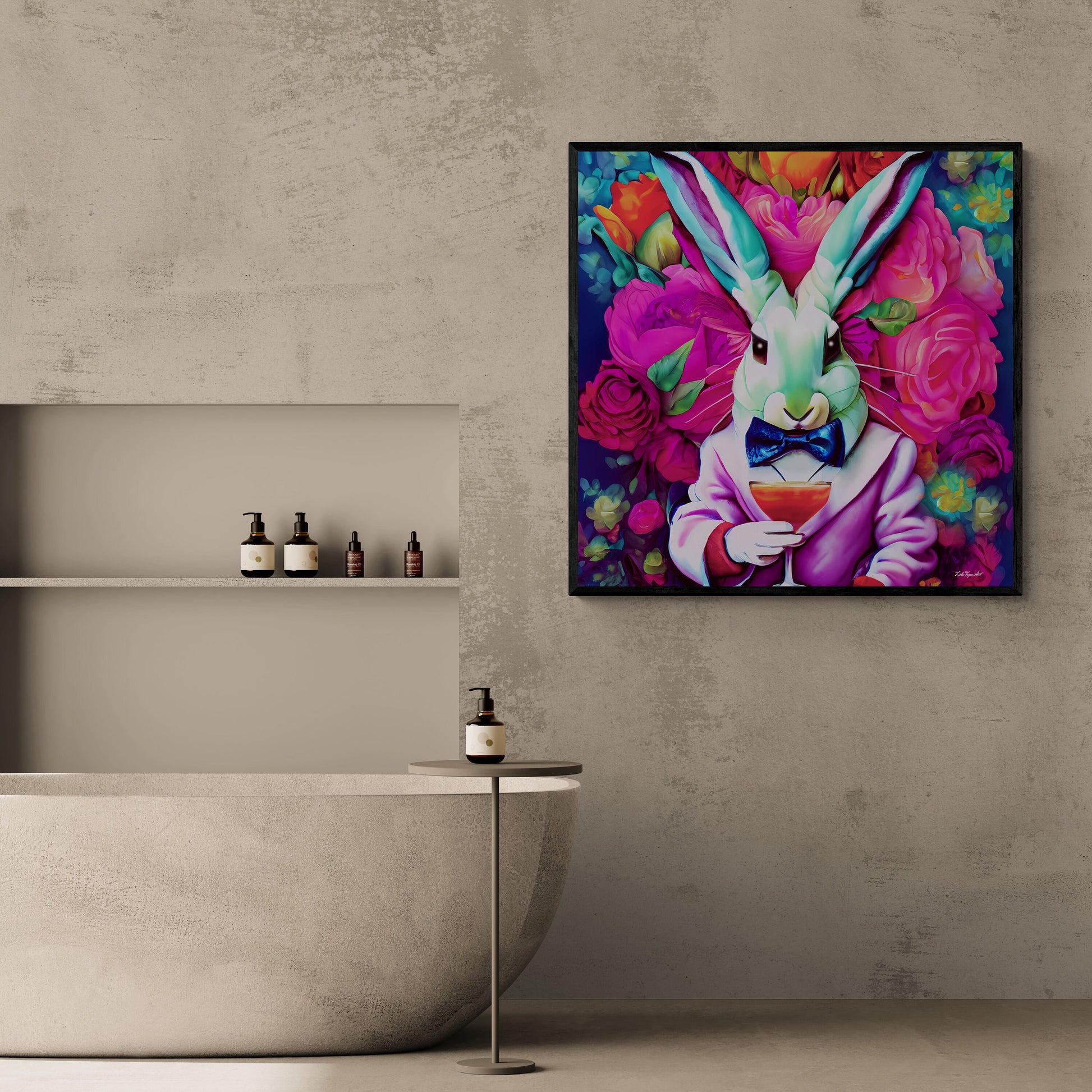 down the rabbit hole framed canvas wall art, wall art framed, wall art canvas with frame, wall art living room framed, colorful wall art - LOLA VEGAS ART