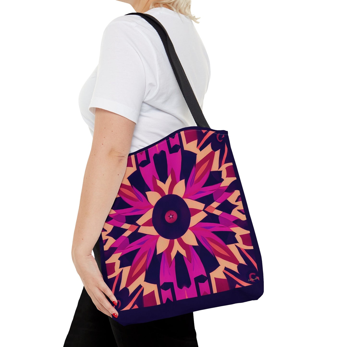 fuschia tribal abstract tote bag, gifts for women, canvas shopper, oversized canvas bag, reusable bag, shopping bag, tote bag for women