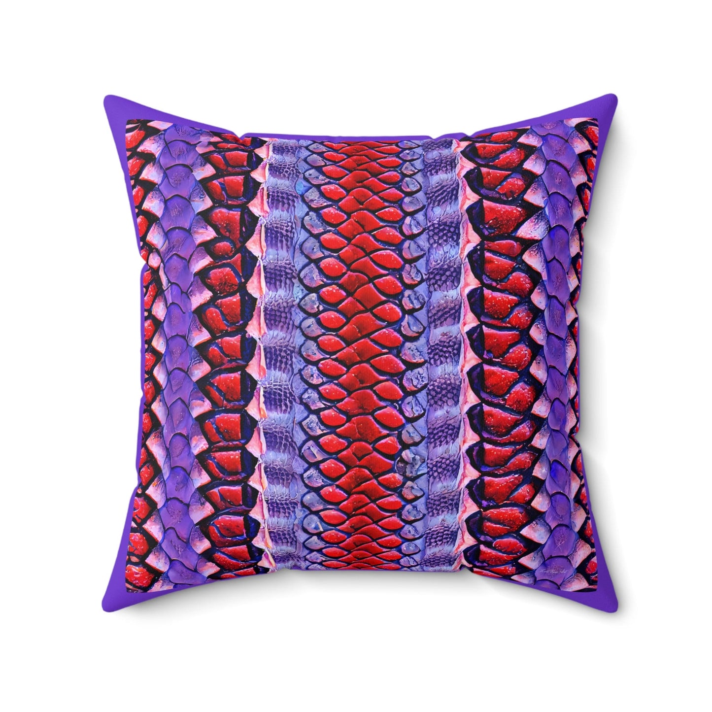 red and purple python snake print pillow, decorative pillow, living room pillow, bedroom pillow, throw pillow, accent pillow, animal pillow