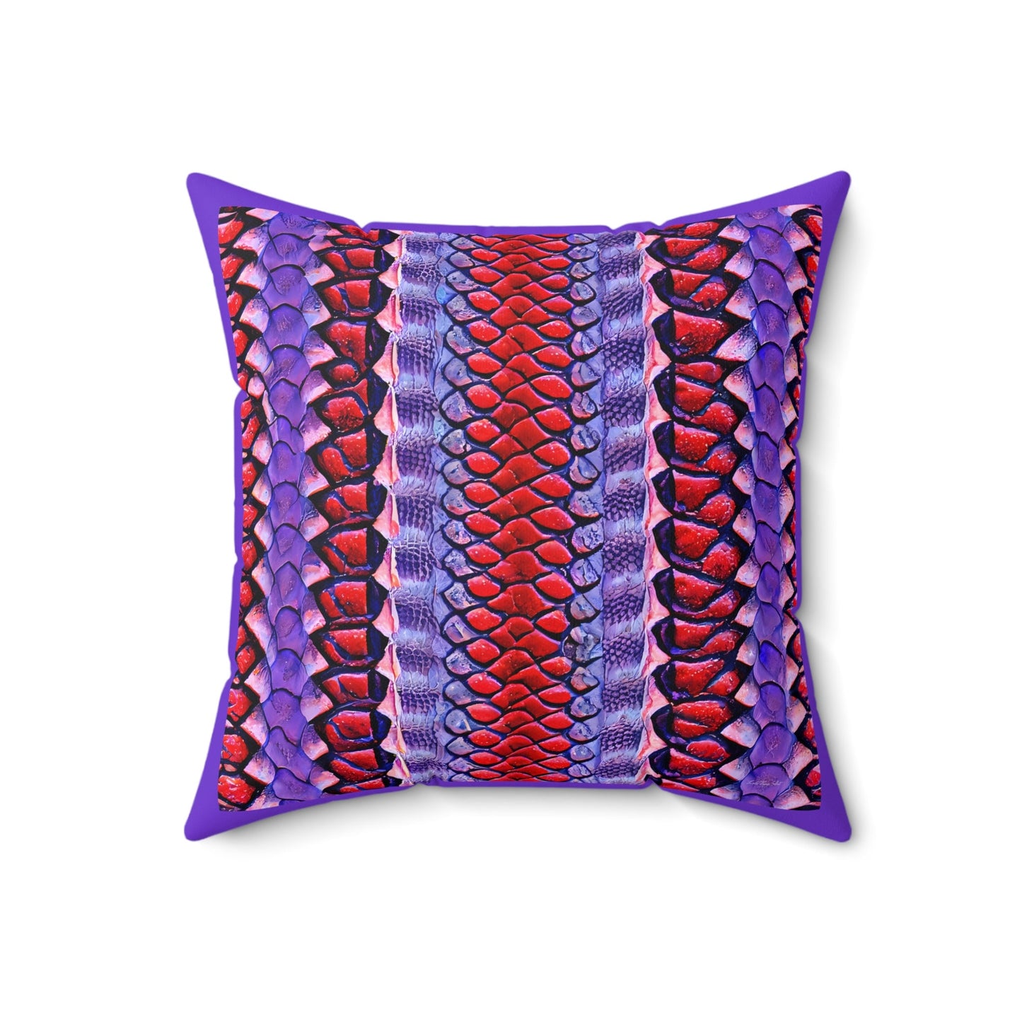 red and purple python snake print pillow, decorative pillow, living room pillow, bedroom pillow, throw pillow, accent pillow, animal pillow