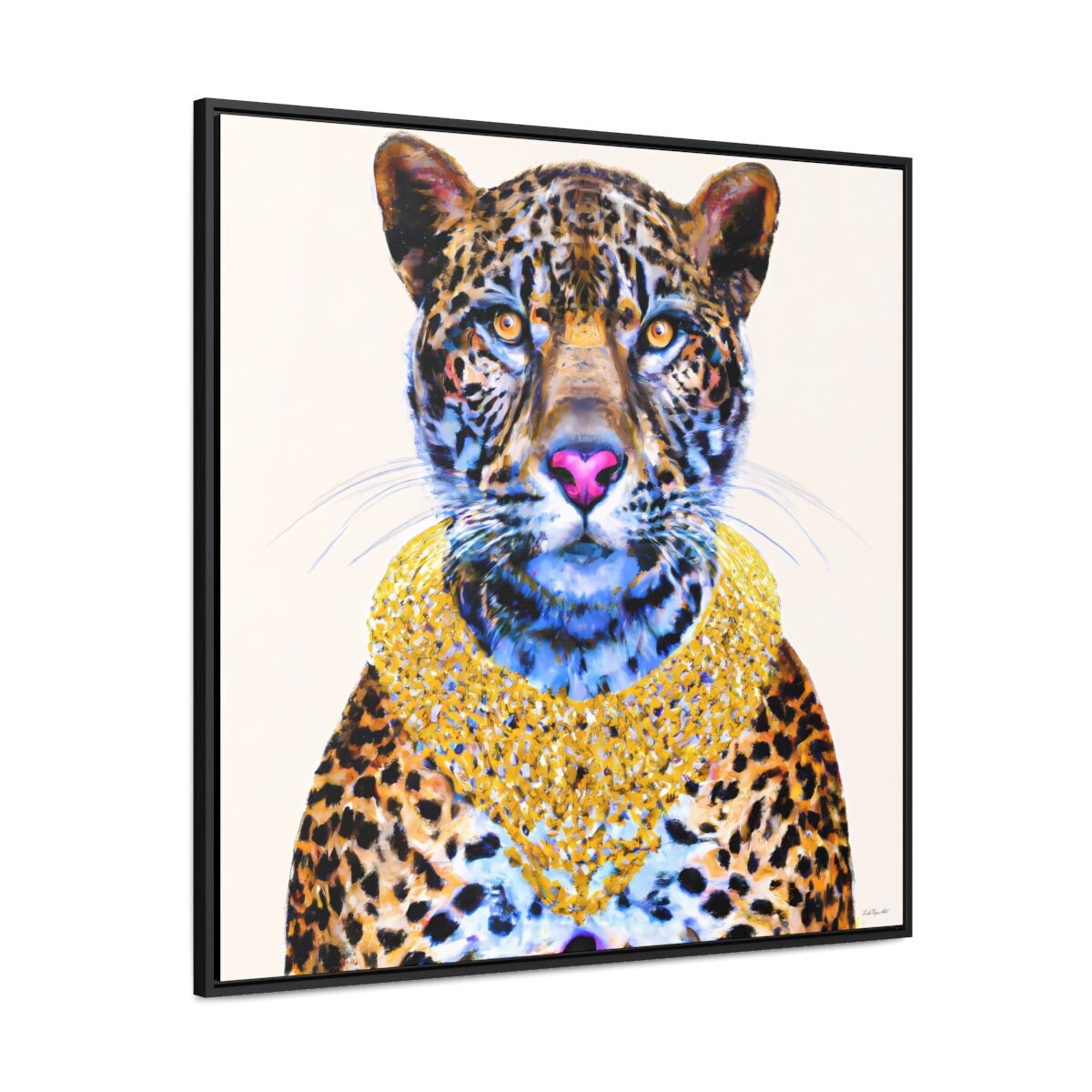 madame nala in gold leopard canvas framed wall art, wall art animals, wall art dcor, exotic animal art, big cat wall art, leopard decor